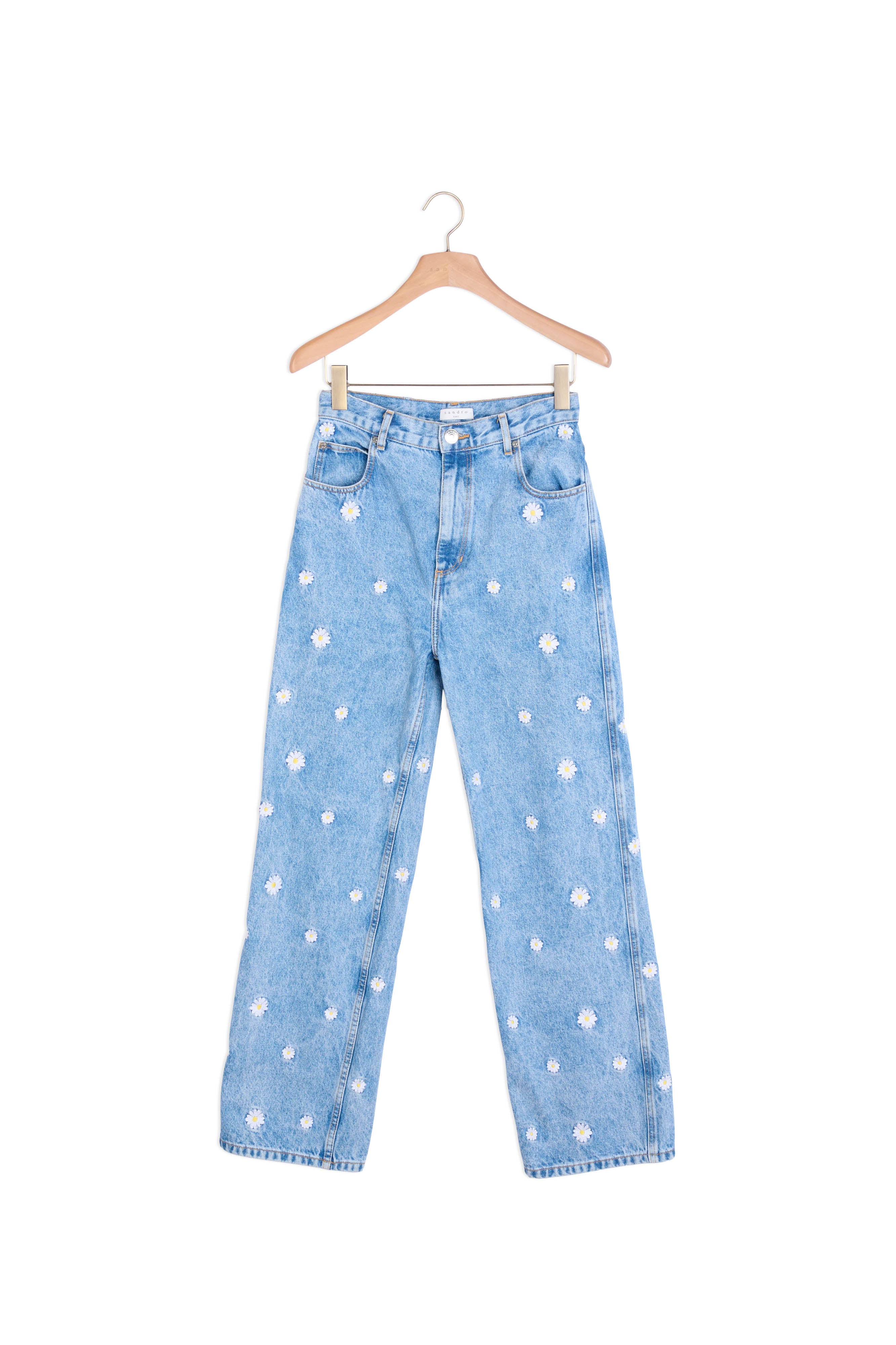 Jean brodé en coton biologique Sandro seconde main