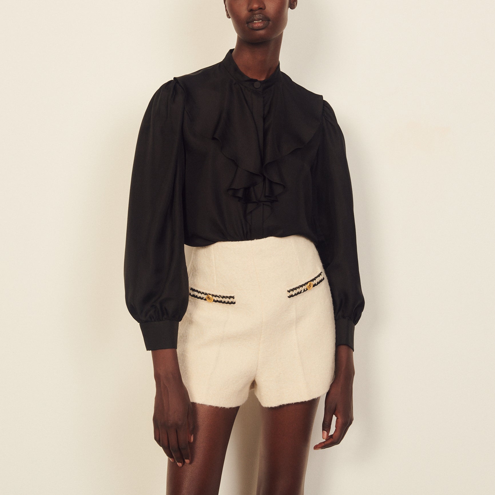 Chemise en soie à col jabot Sandro seconde main