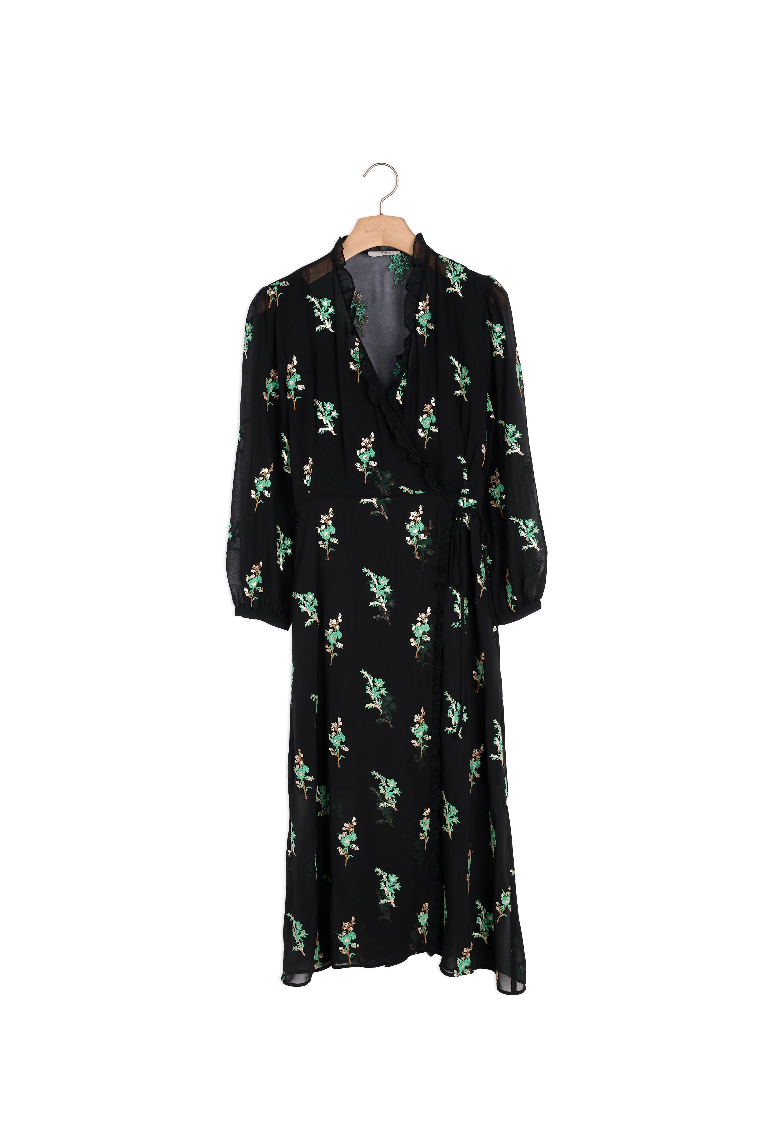 Robe longue cache-coeur Sandro seconde main