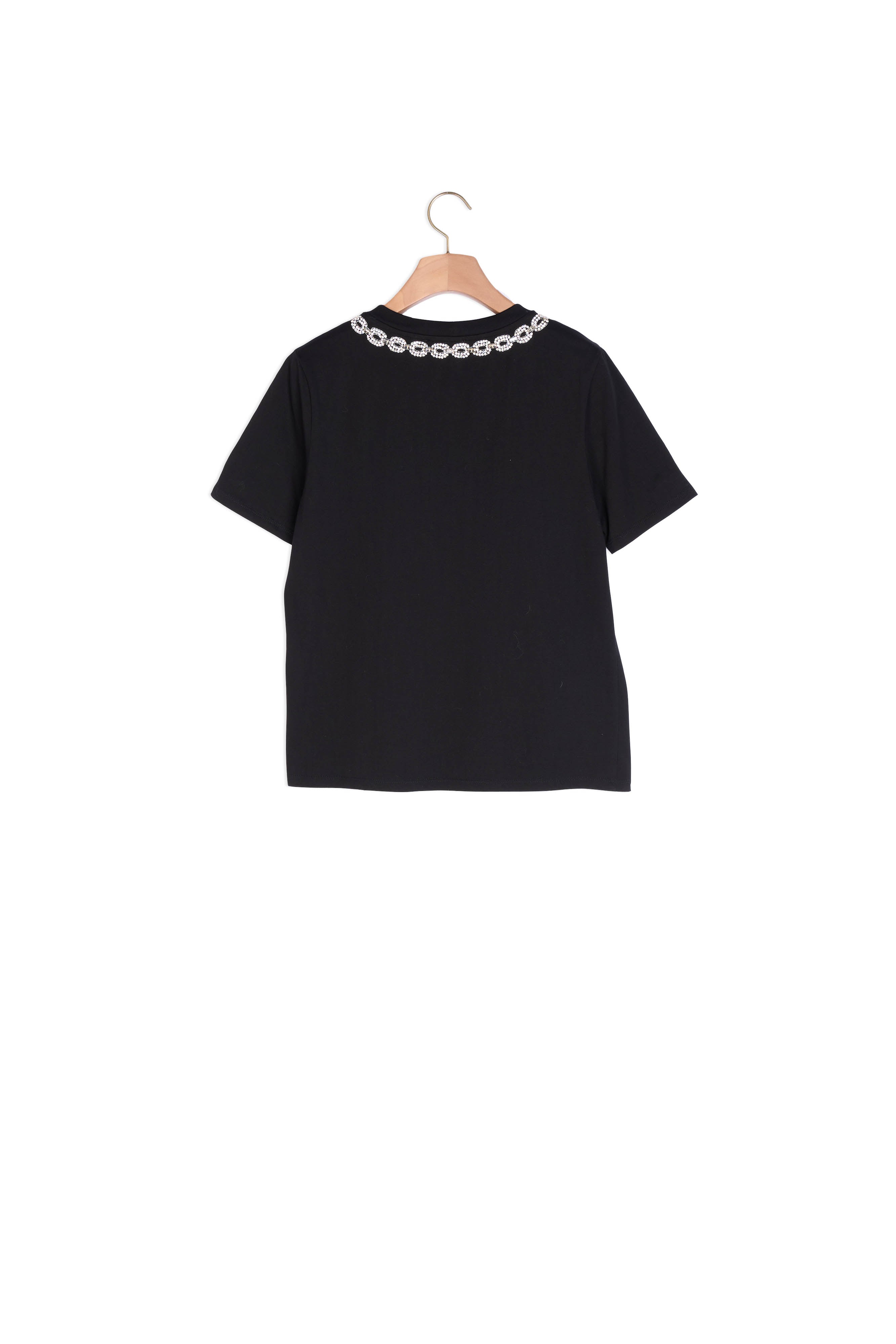 T-shirt en coton biologique à col bijou Sandro seconde main