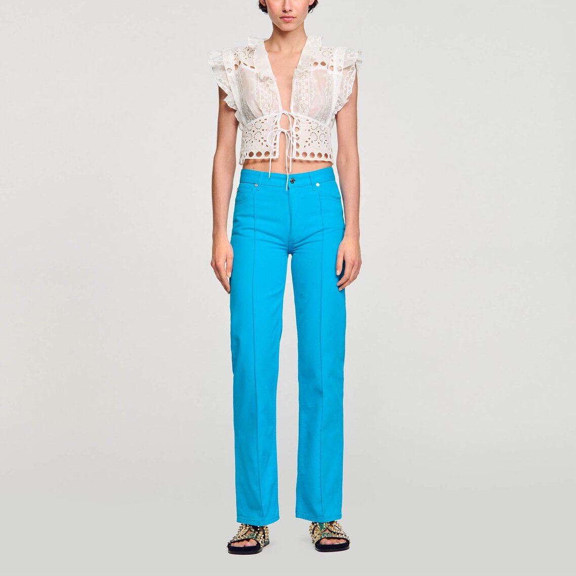 Top court à volants Sandro seconde main