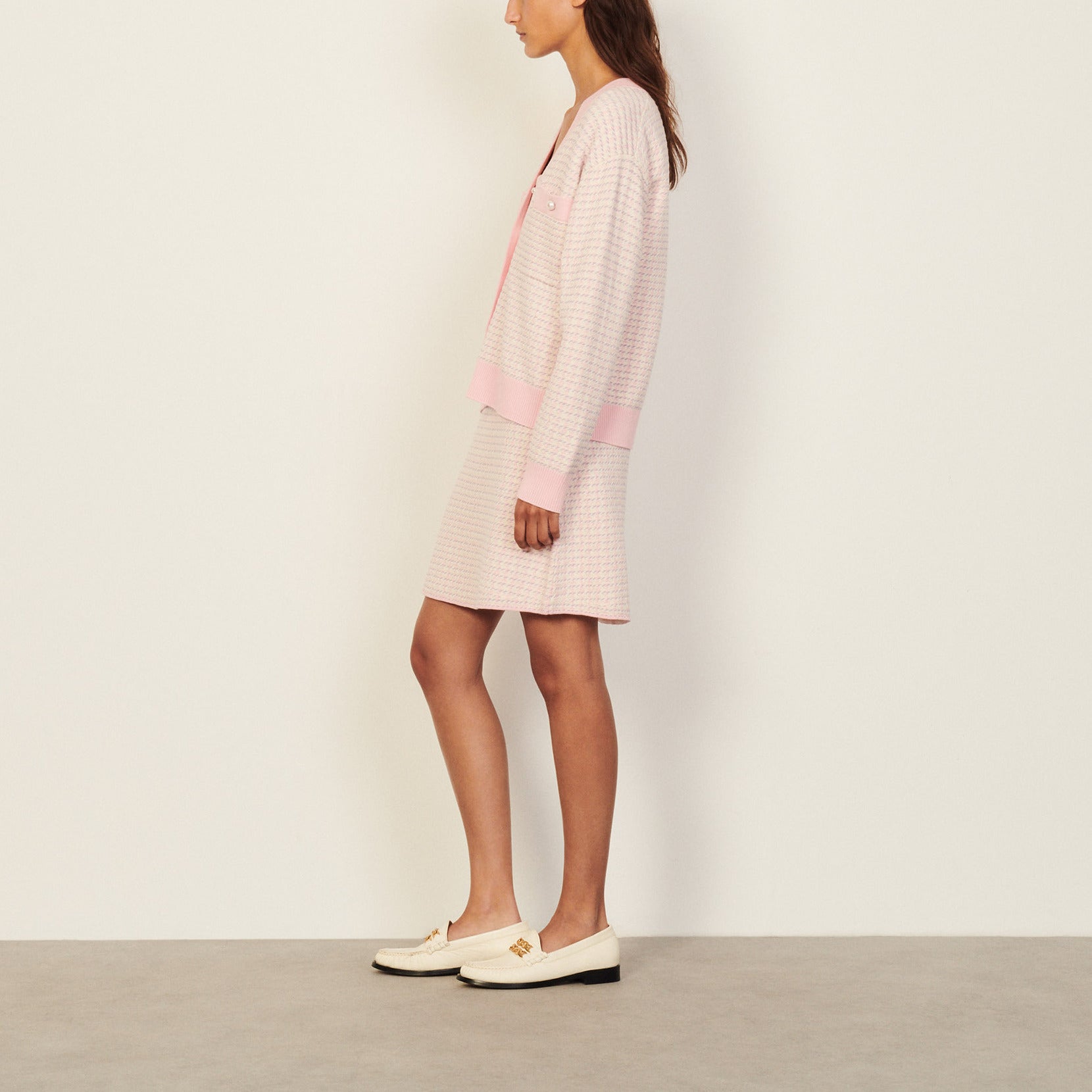 Cardi coat court en tweed fantaisie Sandro seconde main