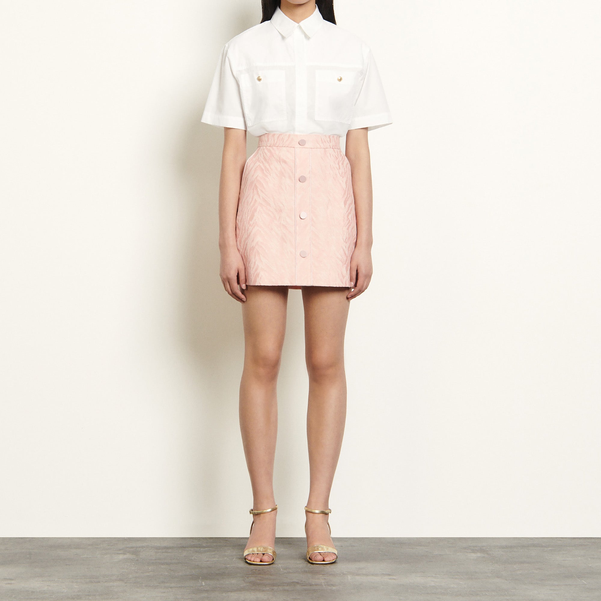 Jupe courte en jacquard zébré Sandro seconde main