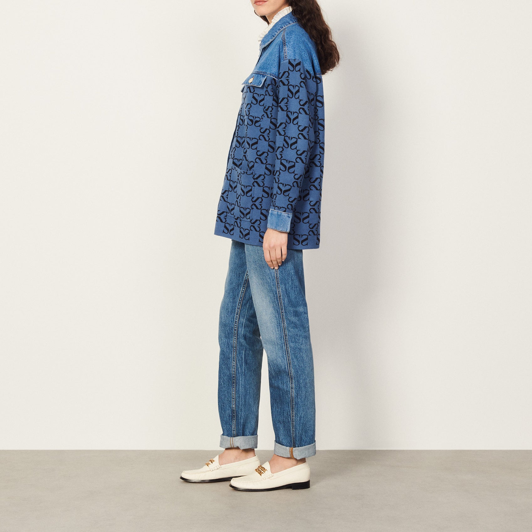 Cardi-coat oversize en mix matières Sandro seconde main