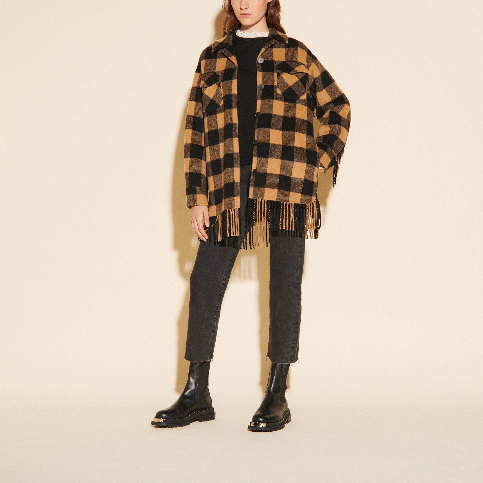 Veste Chemise oversize à carreaux Sandro seconde main