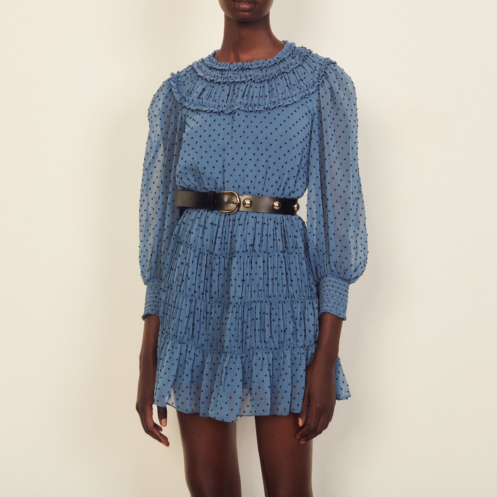 Robe courte drapée et volantée Sandro seconde main