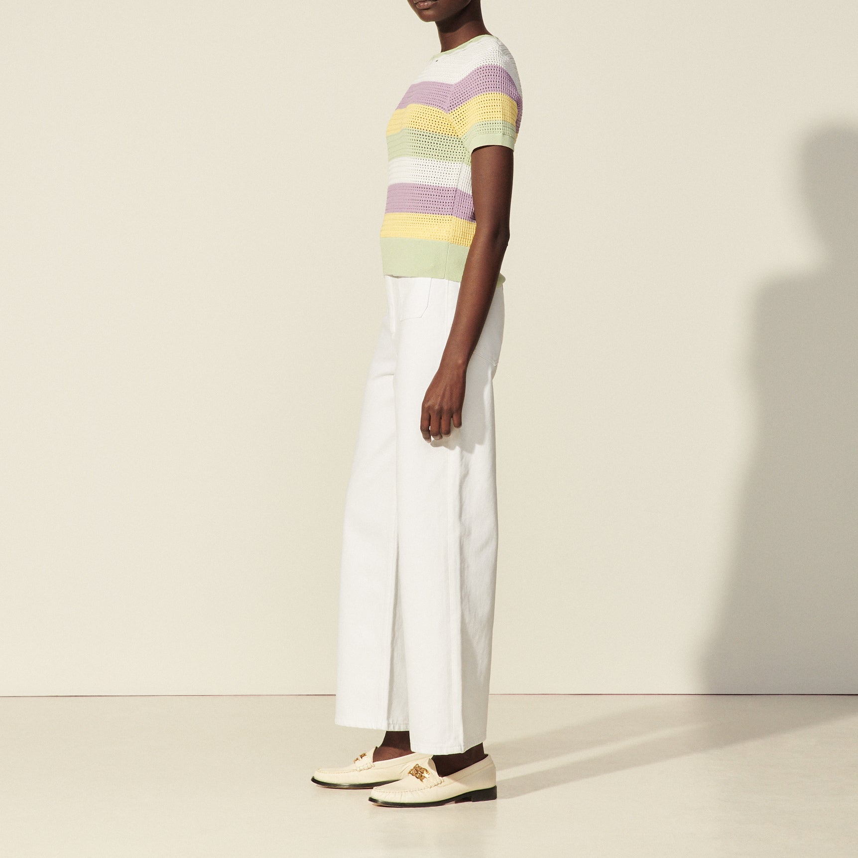 Pull rayé à manches courtes Sandro seconde main