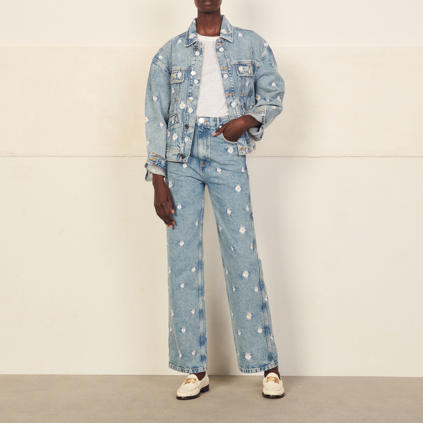 Jean brodé en coton biologique Sandro seconde main