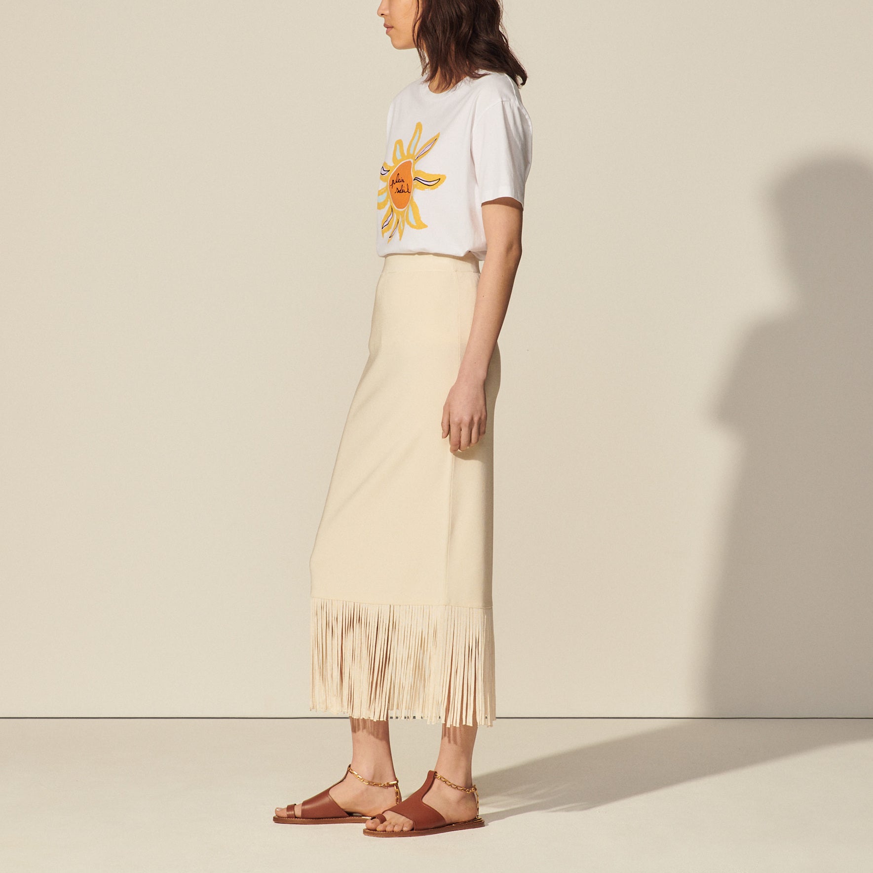 Jupe longue à franges Sandro seconde main