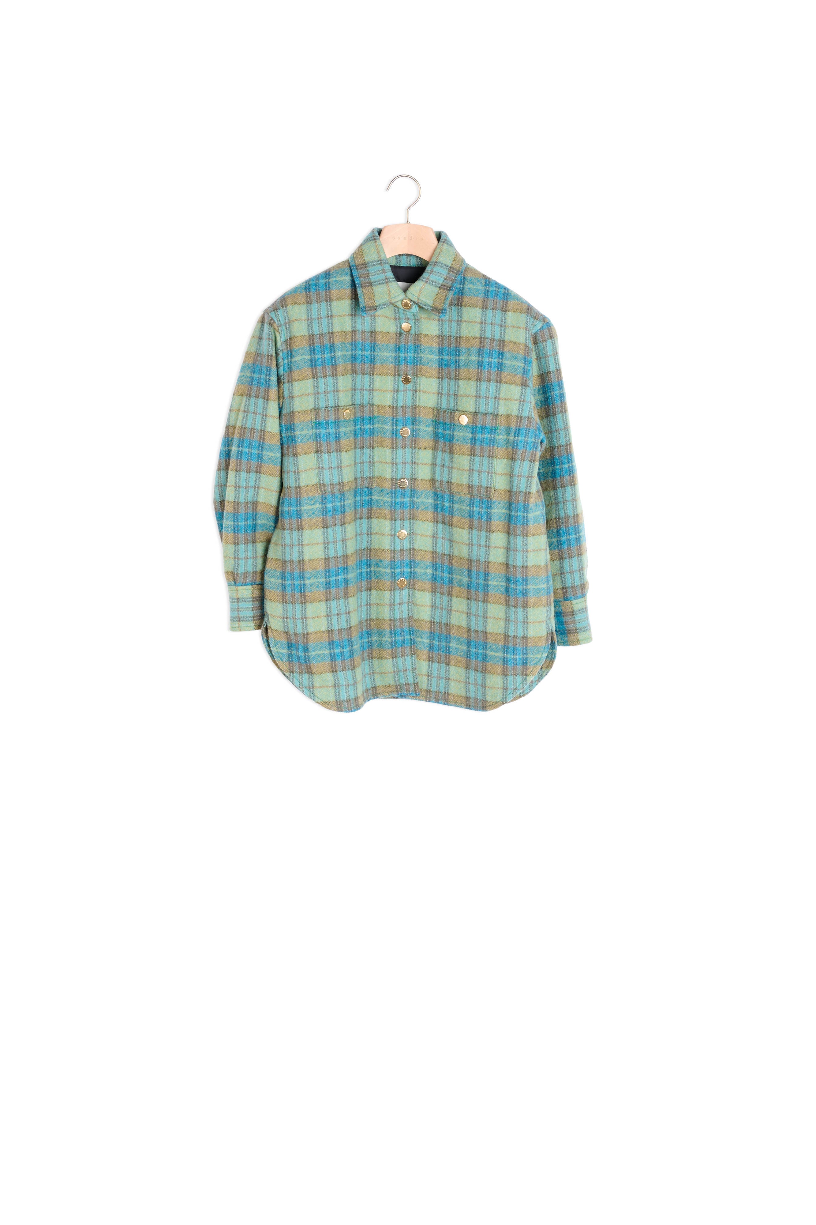 Manteau surChemise en laine à carreaux Sandro seconde main