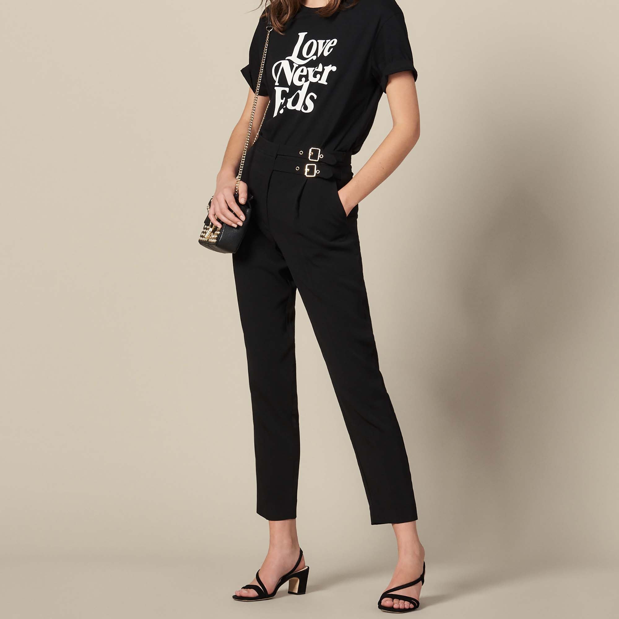 Pantalon taille haute ornée de boucles Sandro seconde main