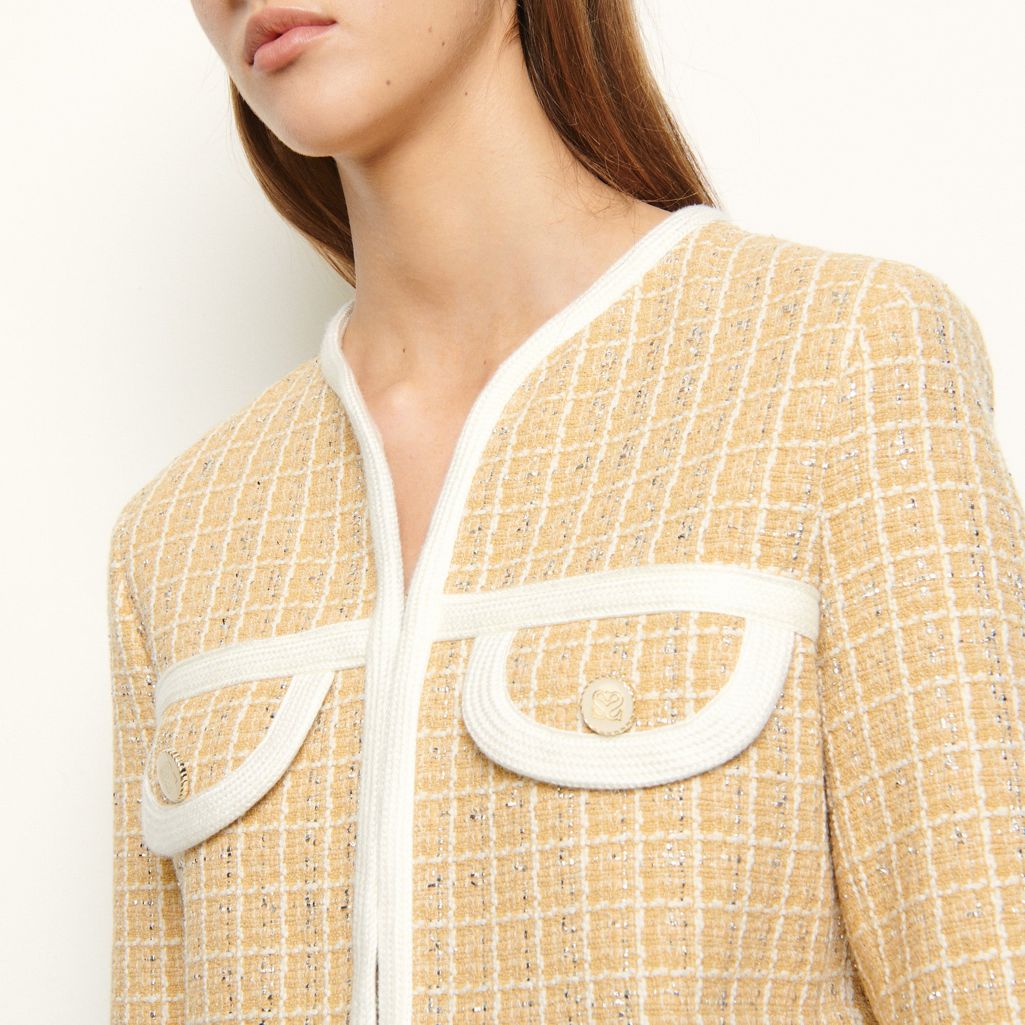 Veste tailleur en tweed fantaisie Sandro seconde main