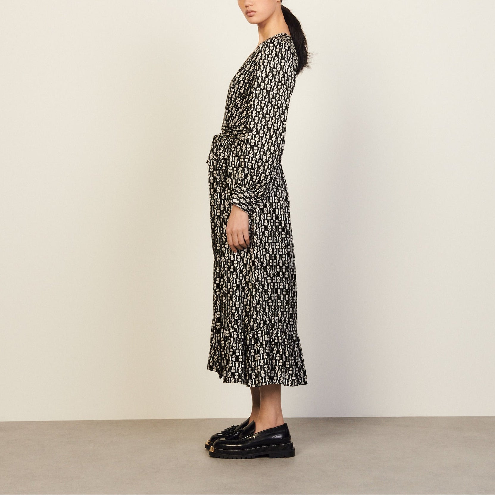 Robe imprimé noir et blanc Sandro seconde main