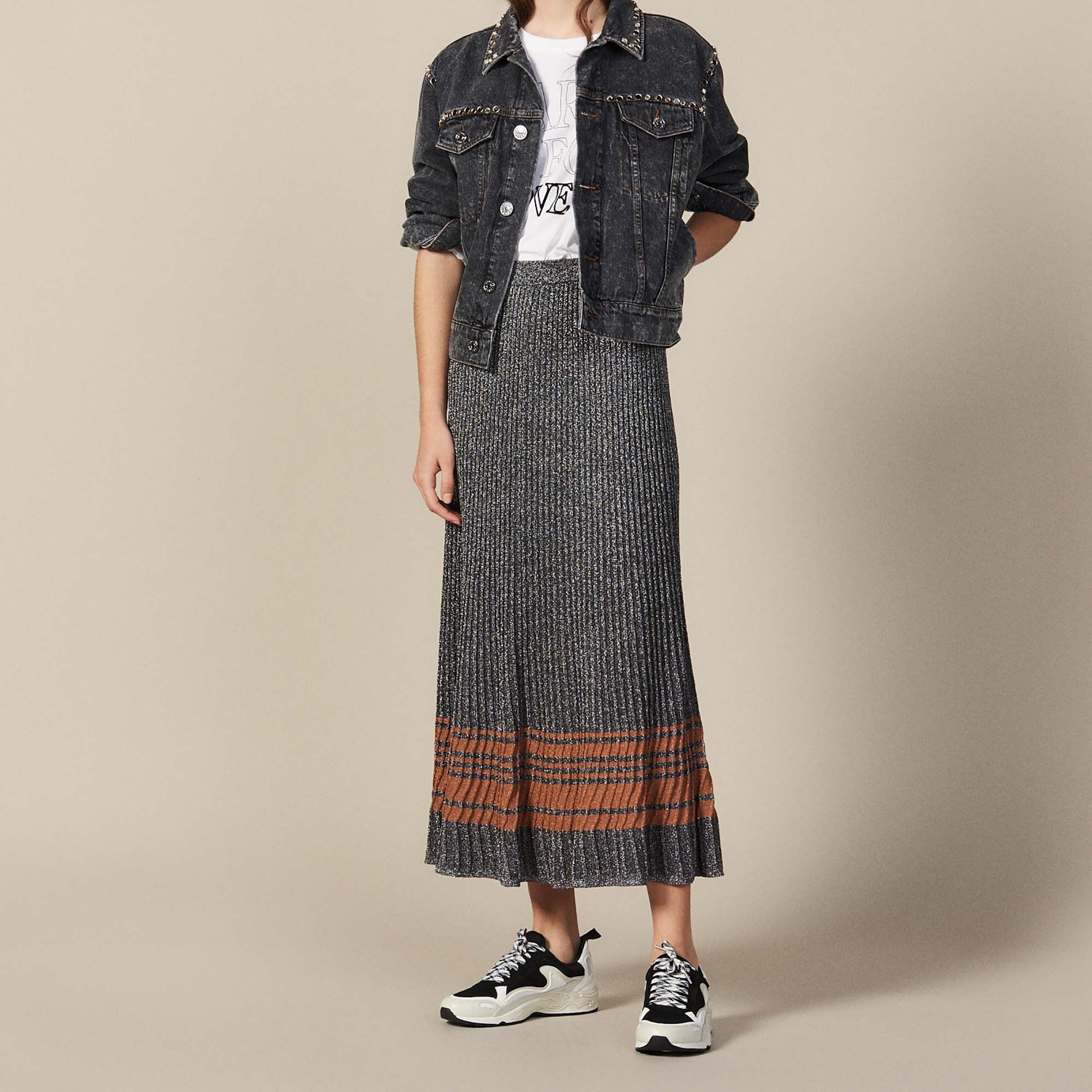 Jupe midi en Maille lurex Sandro seconde main
