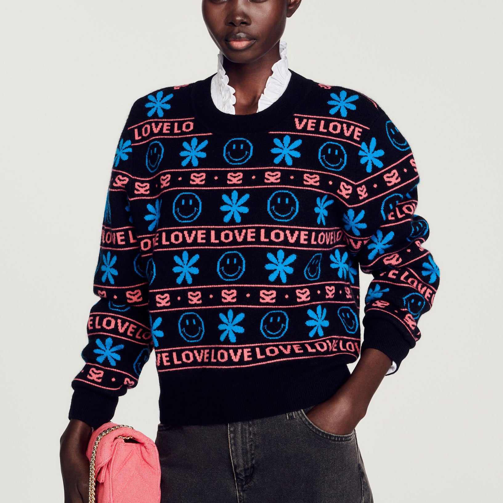 Pull jacquard Smiley© Sandro seconde main