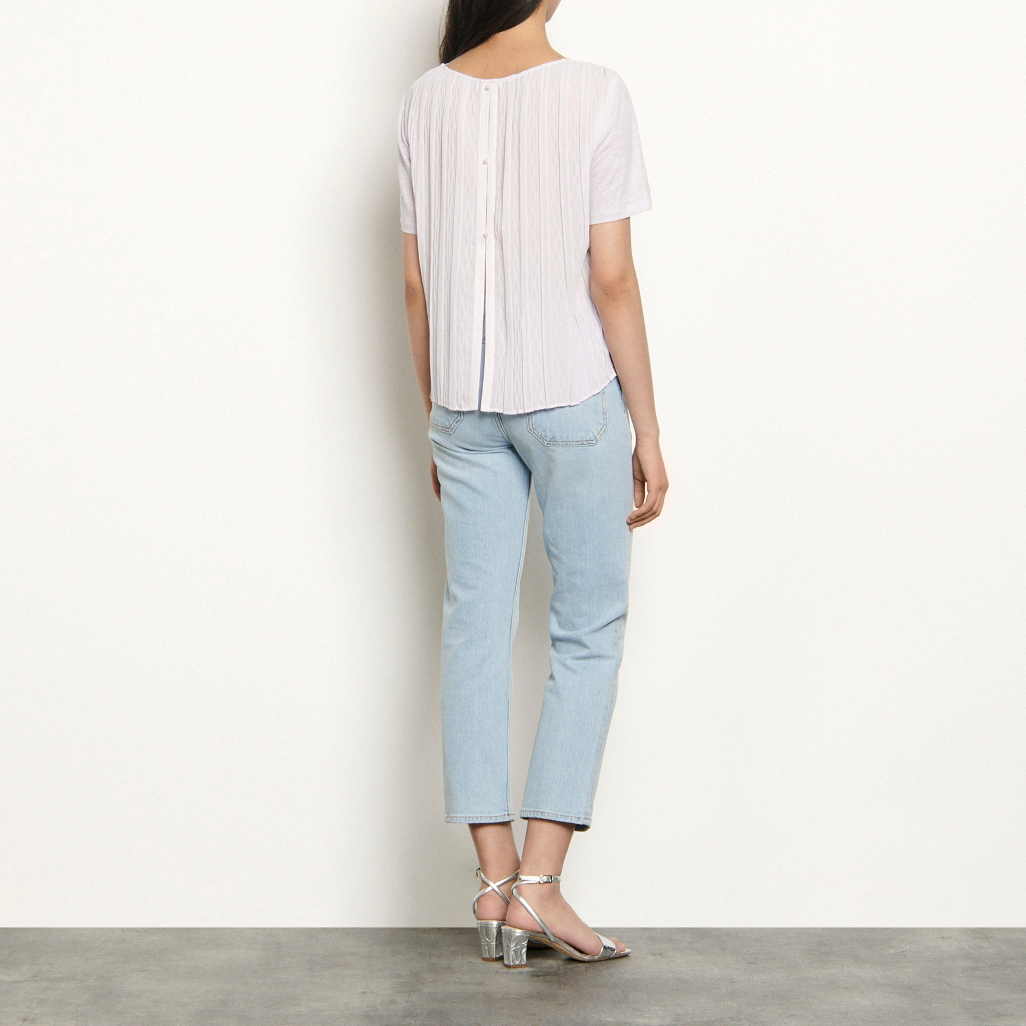 T-shirt en lin à dos plissé Sandro seconde main