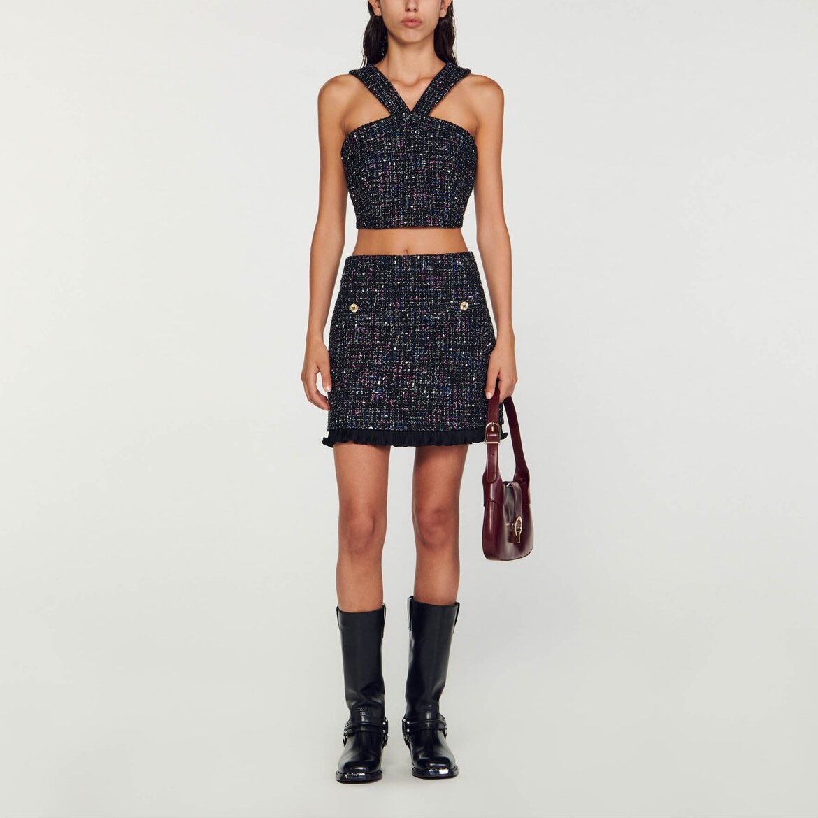 Jupe courte en tweed Sandro seconde main