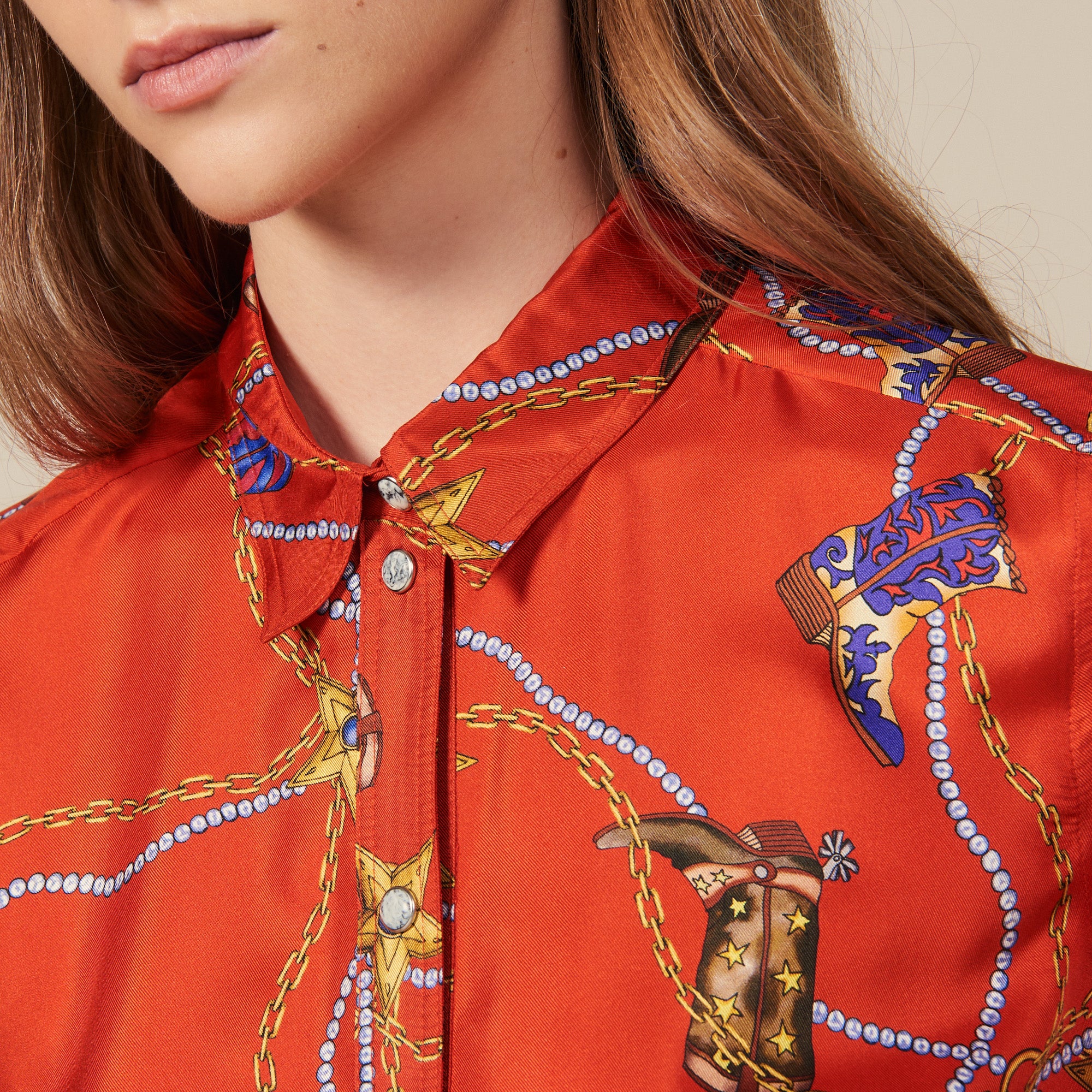 Chemise imprimée en twill de soie Sandro seconde main