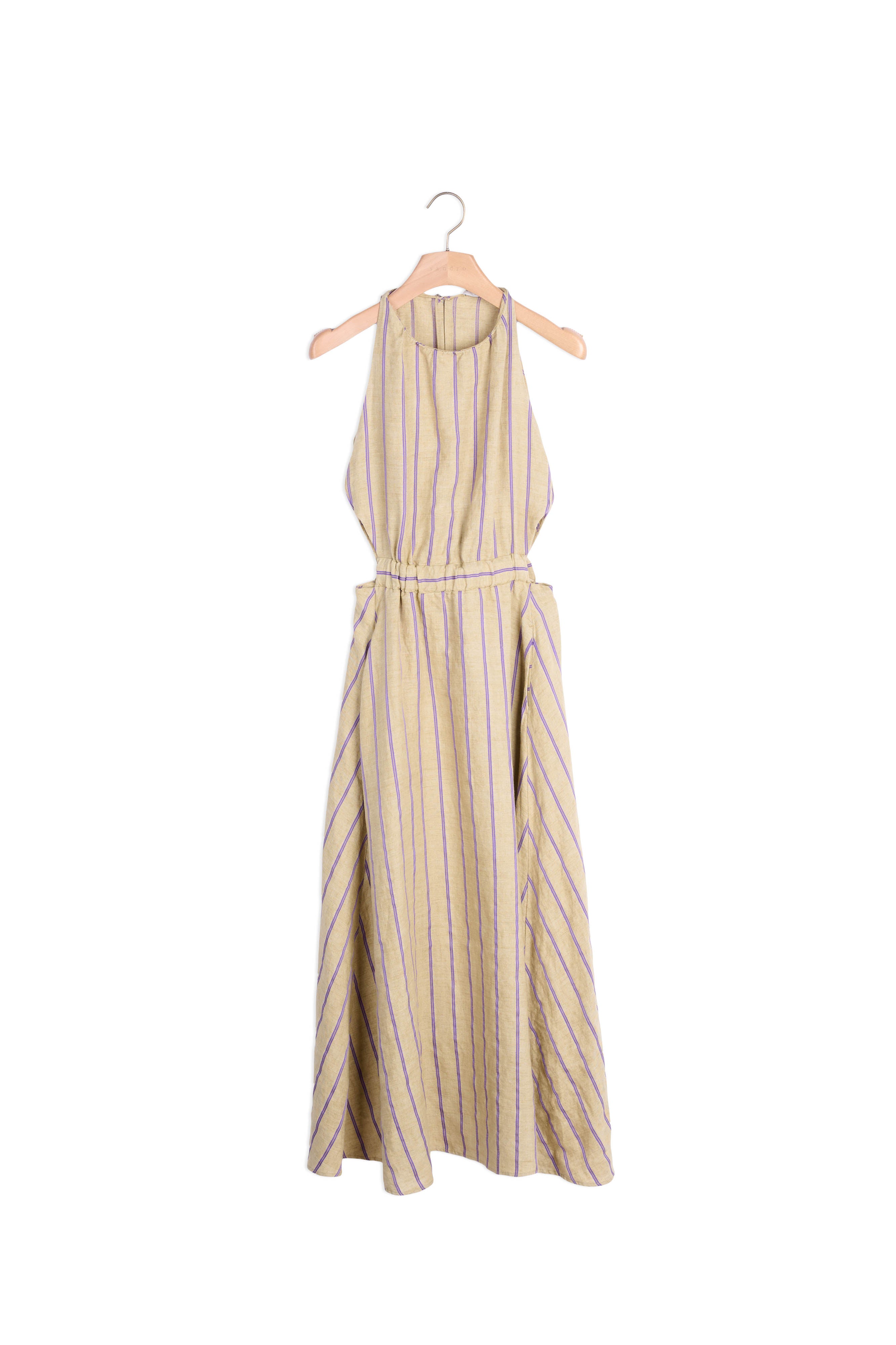 Robe longue à rayures en lin mélangé Sandro seconde main