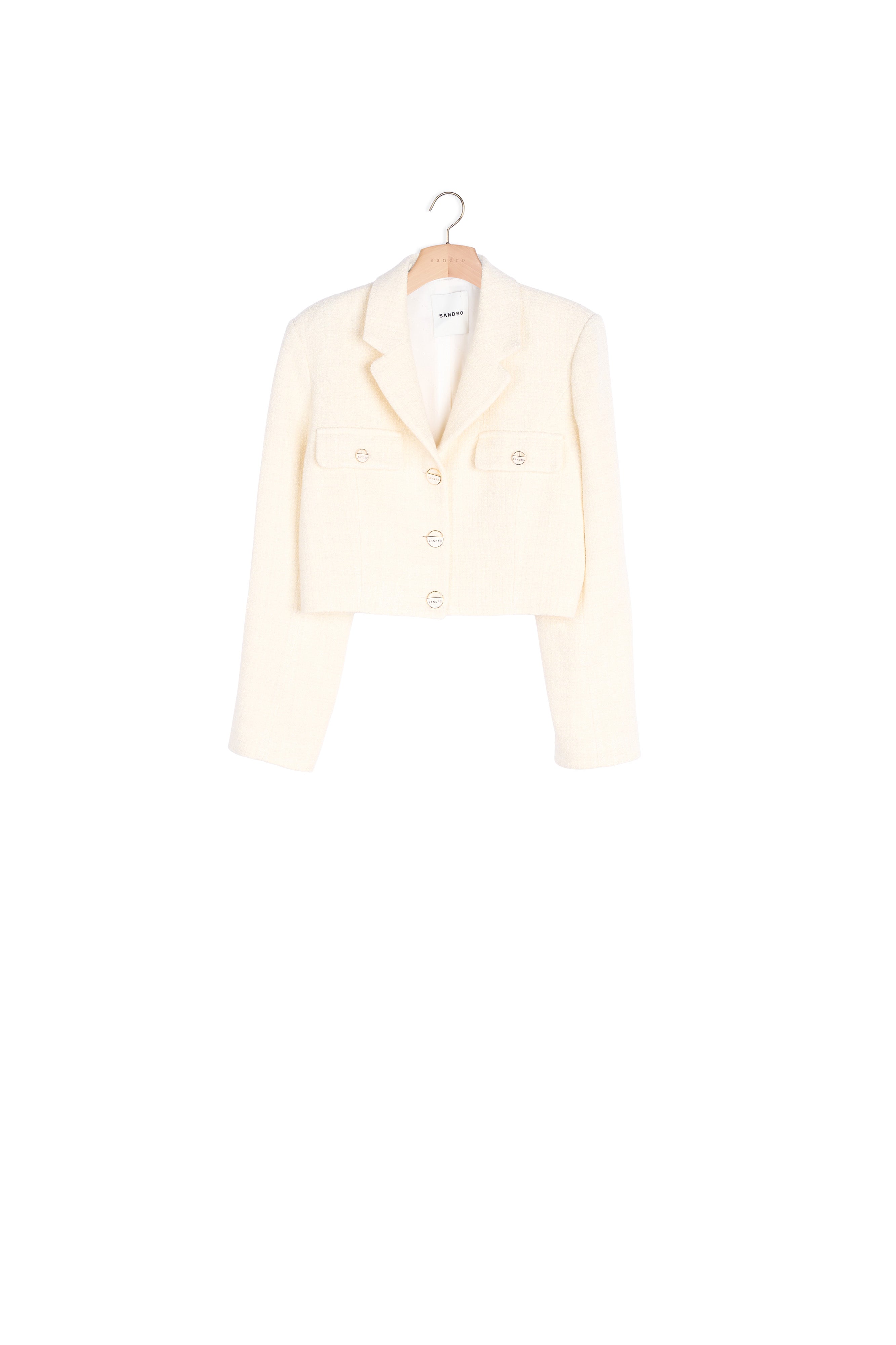 Veste courte boutonnée en tweed Sandro seconde main