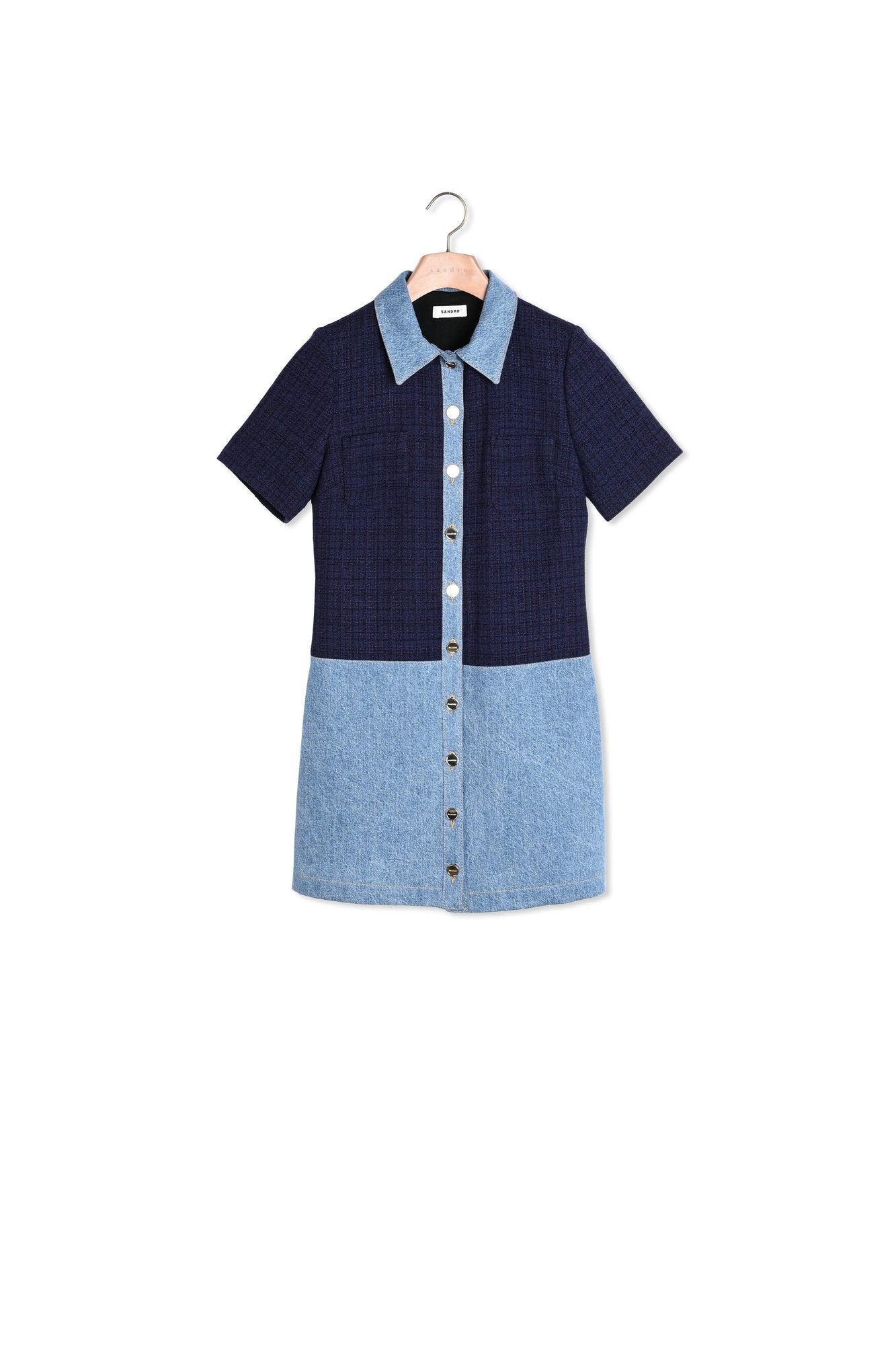 Robe courte en tweed et denim Sandro seconde main