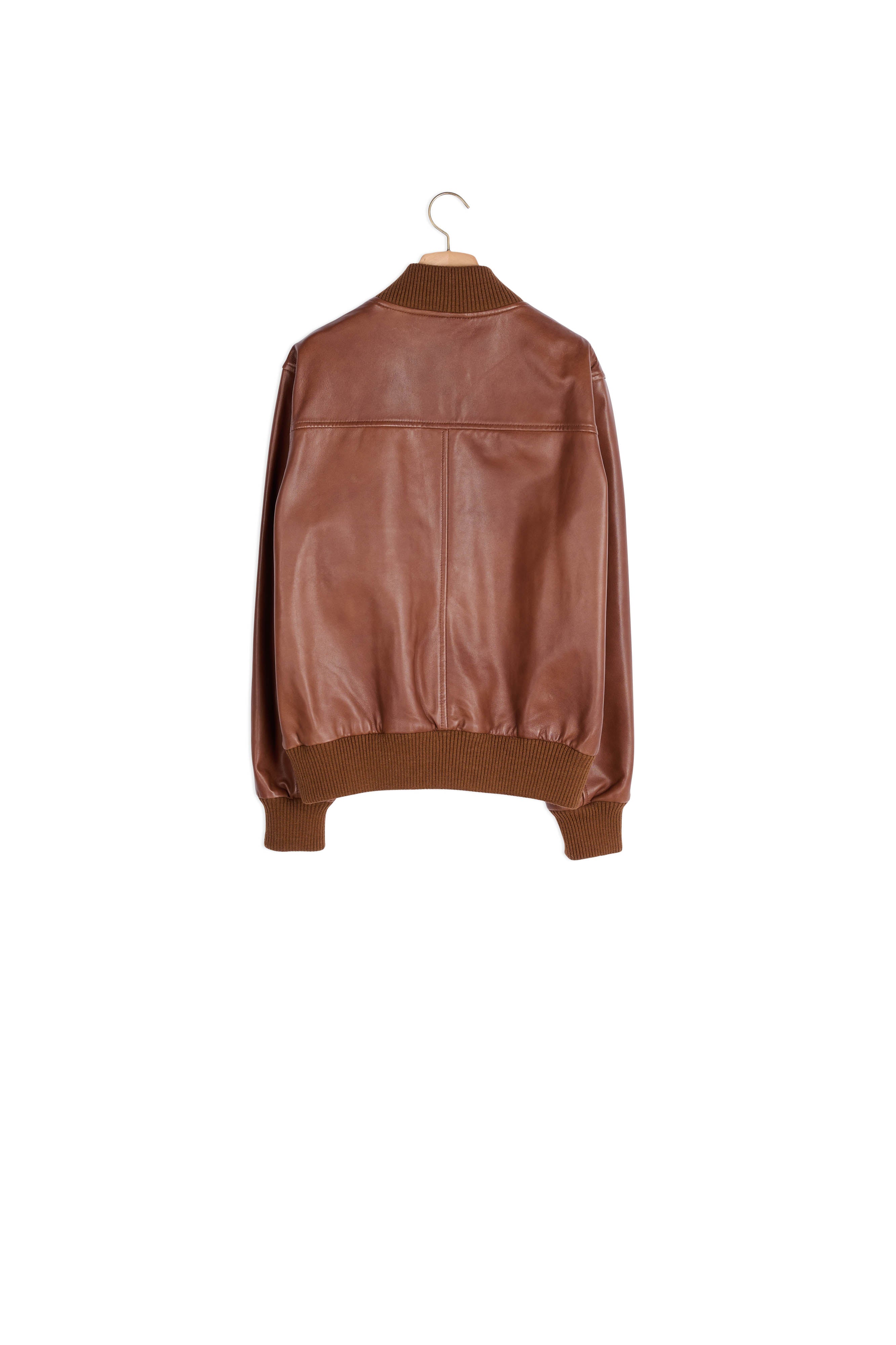 Blouson zippé en cuir Sandro seconde main
