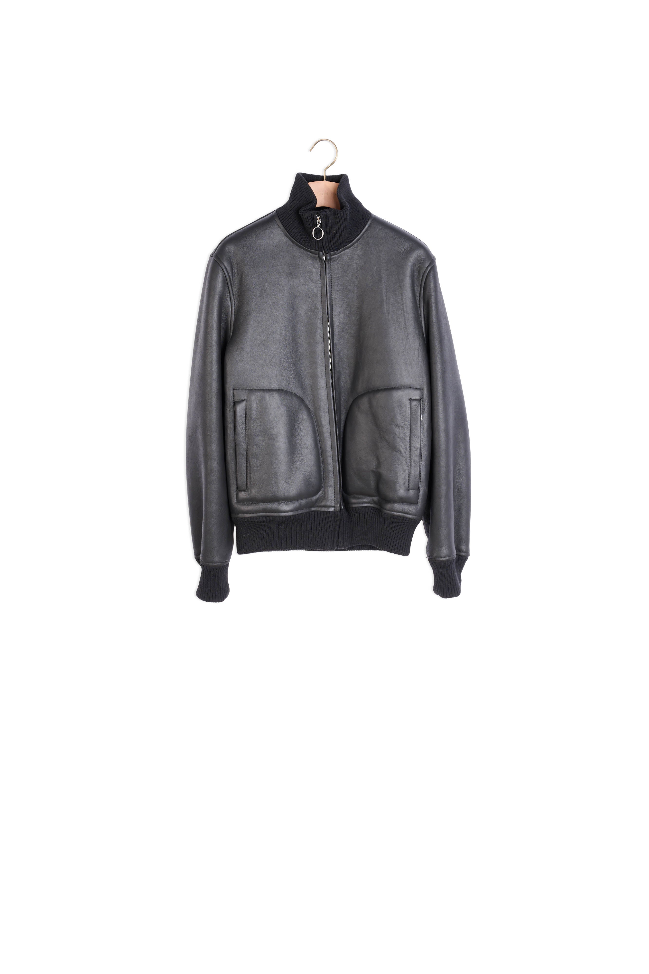 Blouson en peau lainée à zip Sandro seconde main