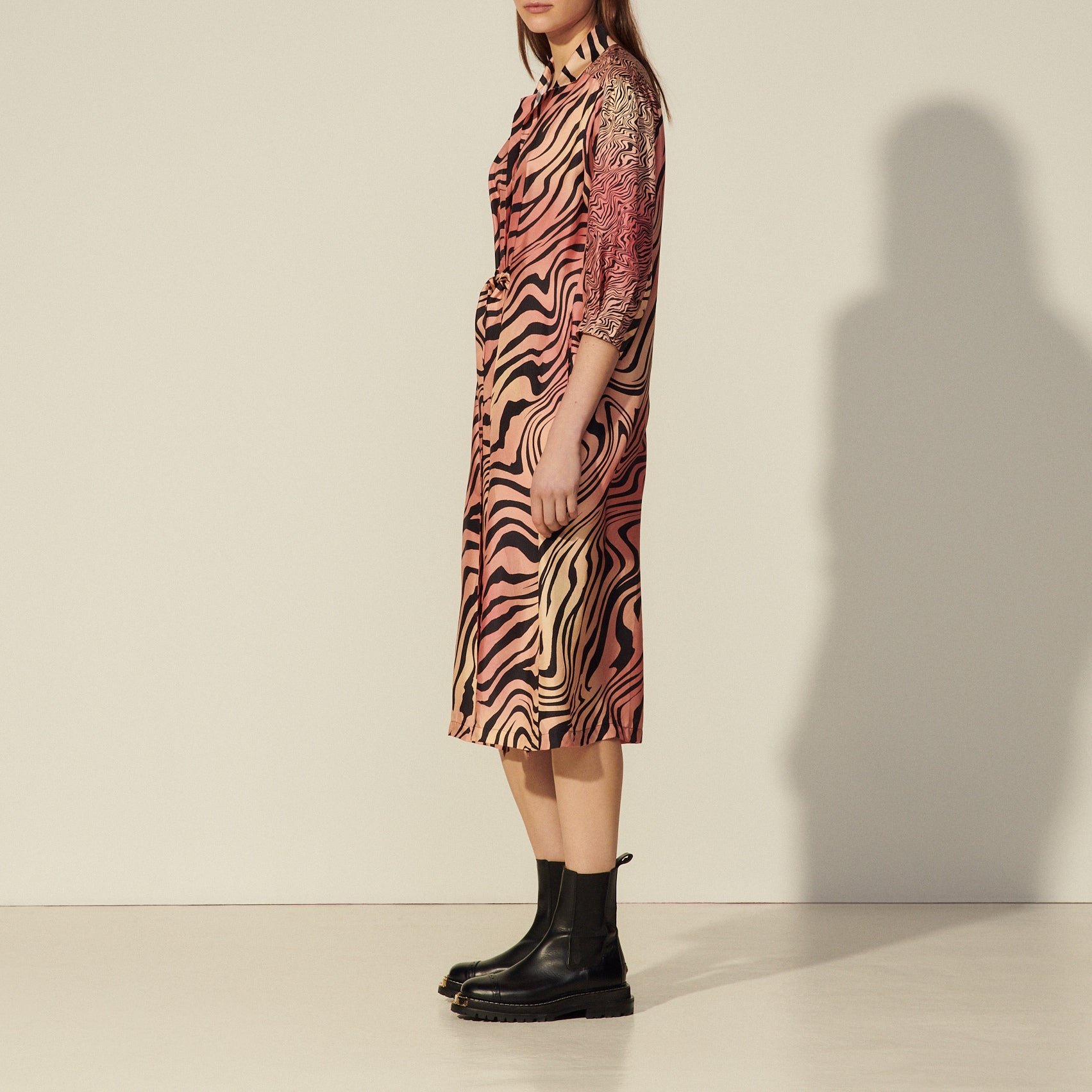 Robe longue imprimée en soie Sandro seconde main