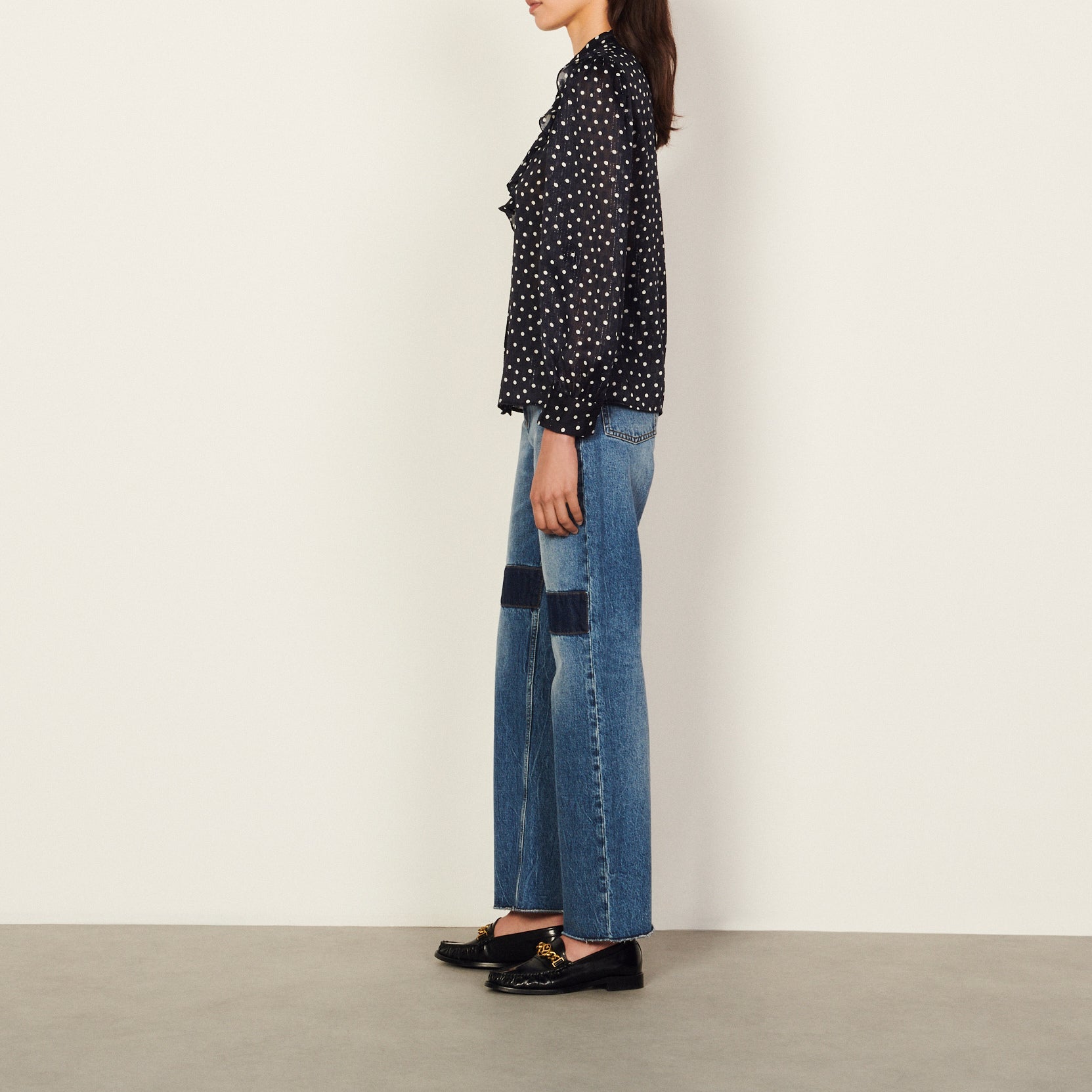 Chemise imprimé marine et blanc Sandro seconde main