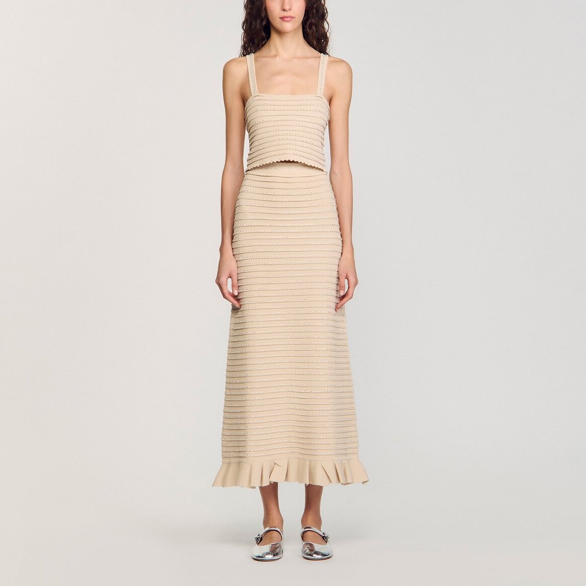 Top court en maille strassée Sandro seconde main