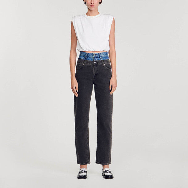 Jean à double ceinture bicolore Sandro seconde main