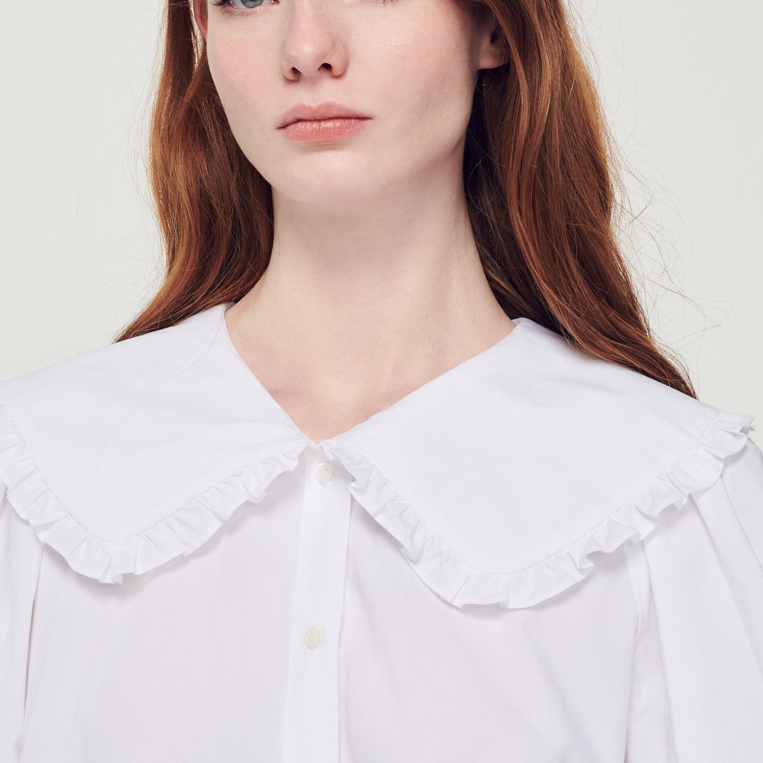 Chemise en popeline à col claudine Sandro seconde main