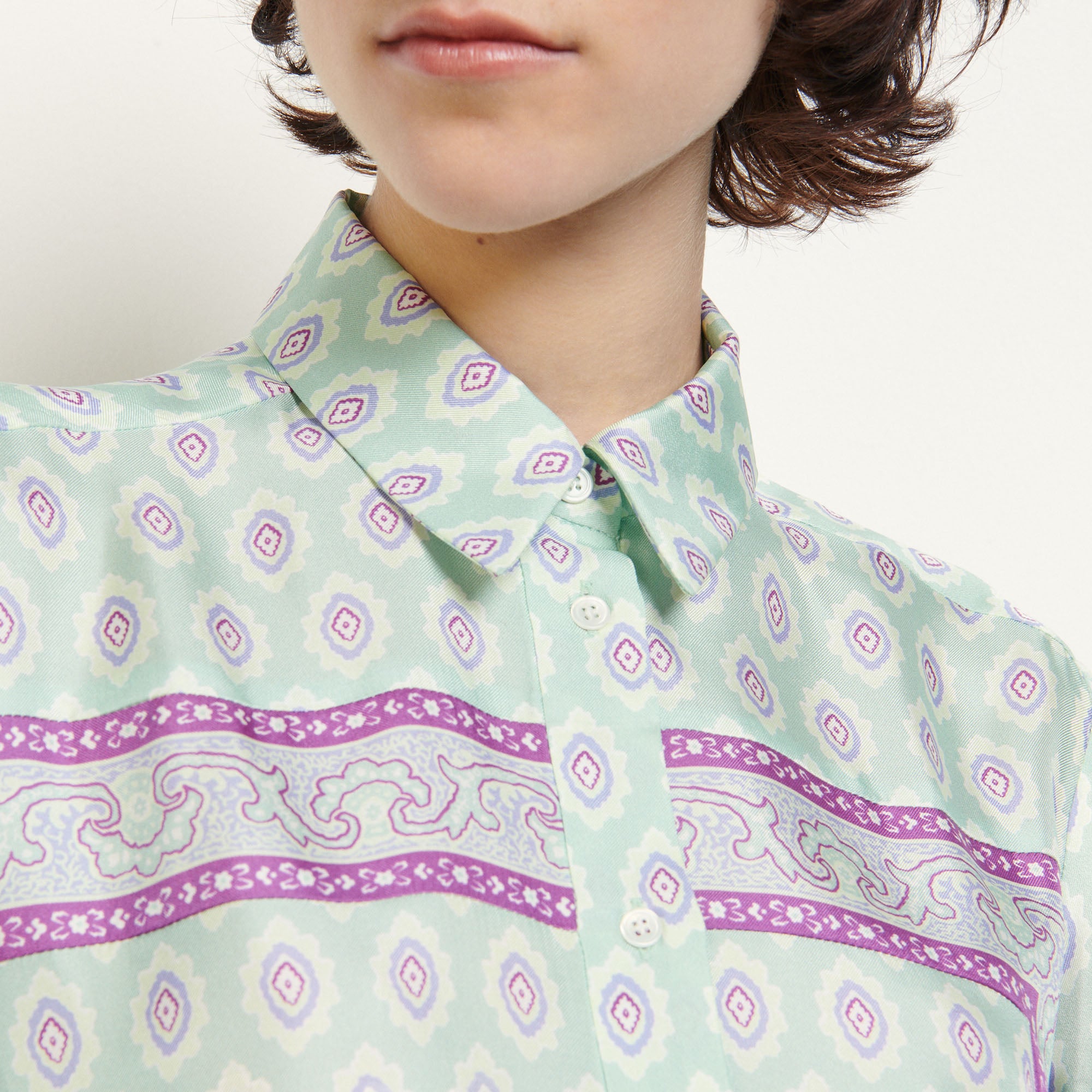 Chemise imprimée en soie Sandro seconde main