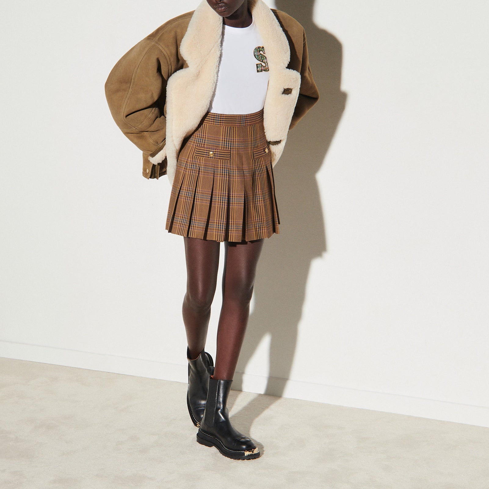 Short plissé à carreaux Sandro seconde main