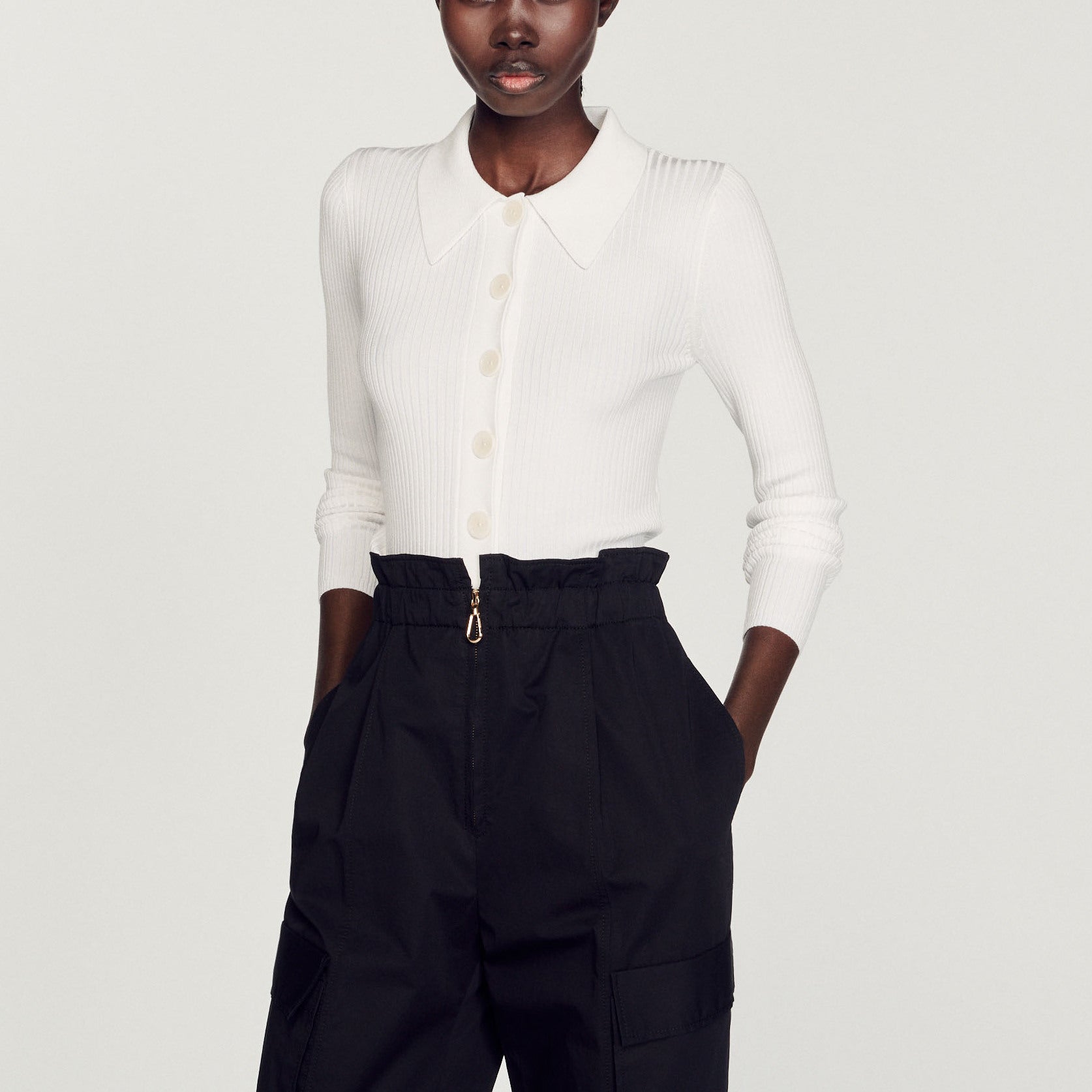 Cardigan court côtelé Sandro seconde main