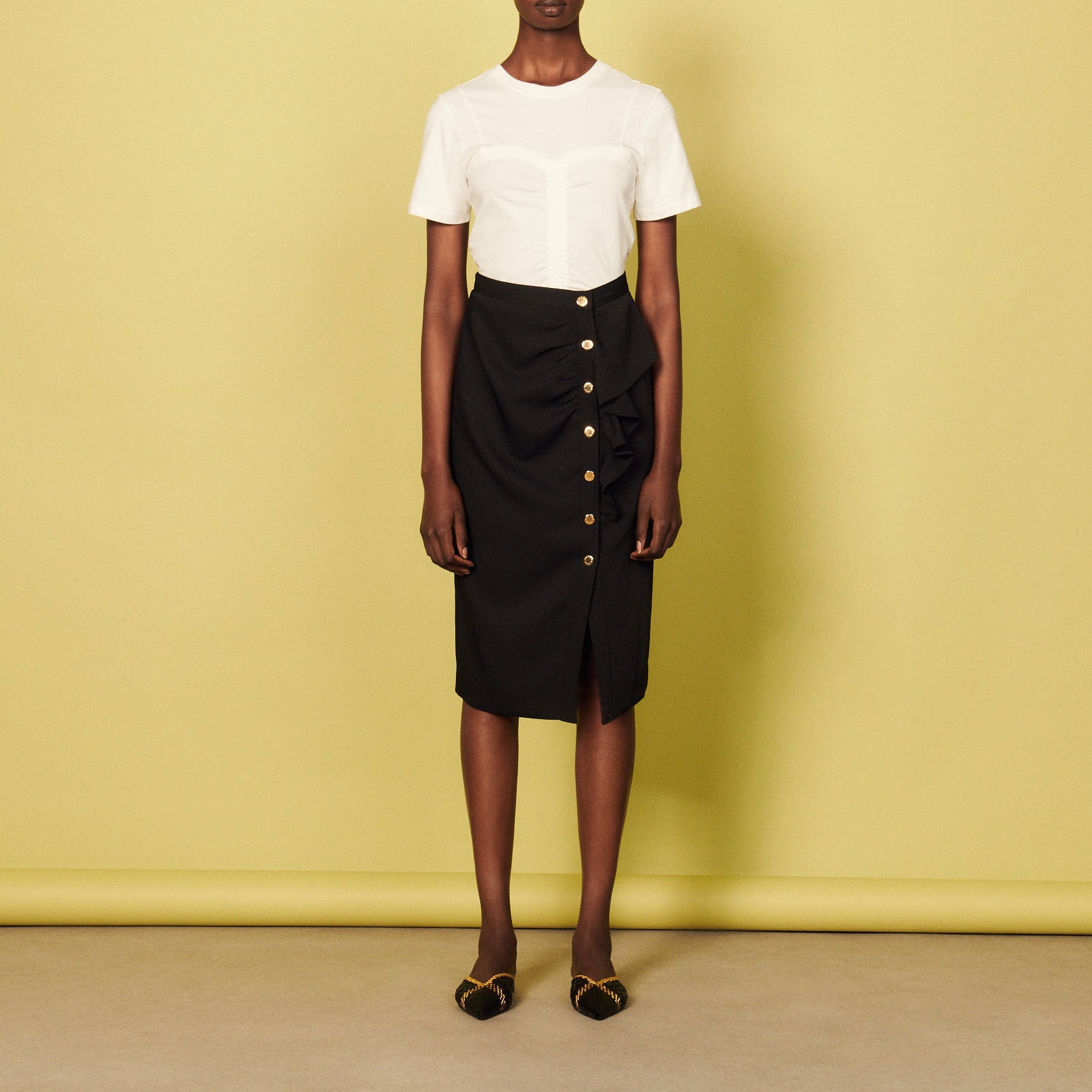 Jupe midi crayon volantée Sandro seconde main