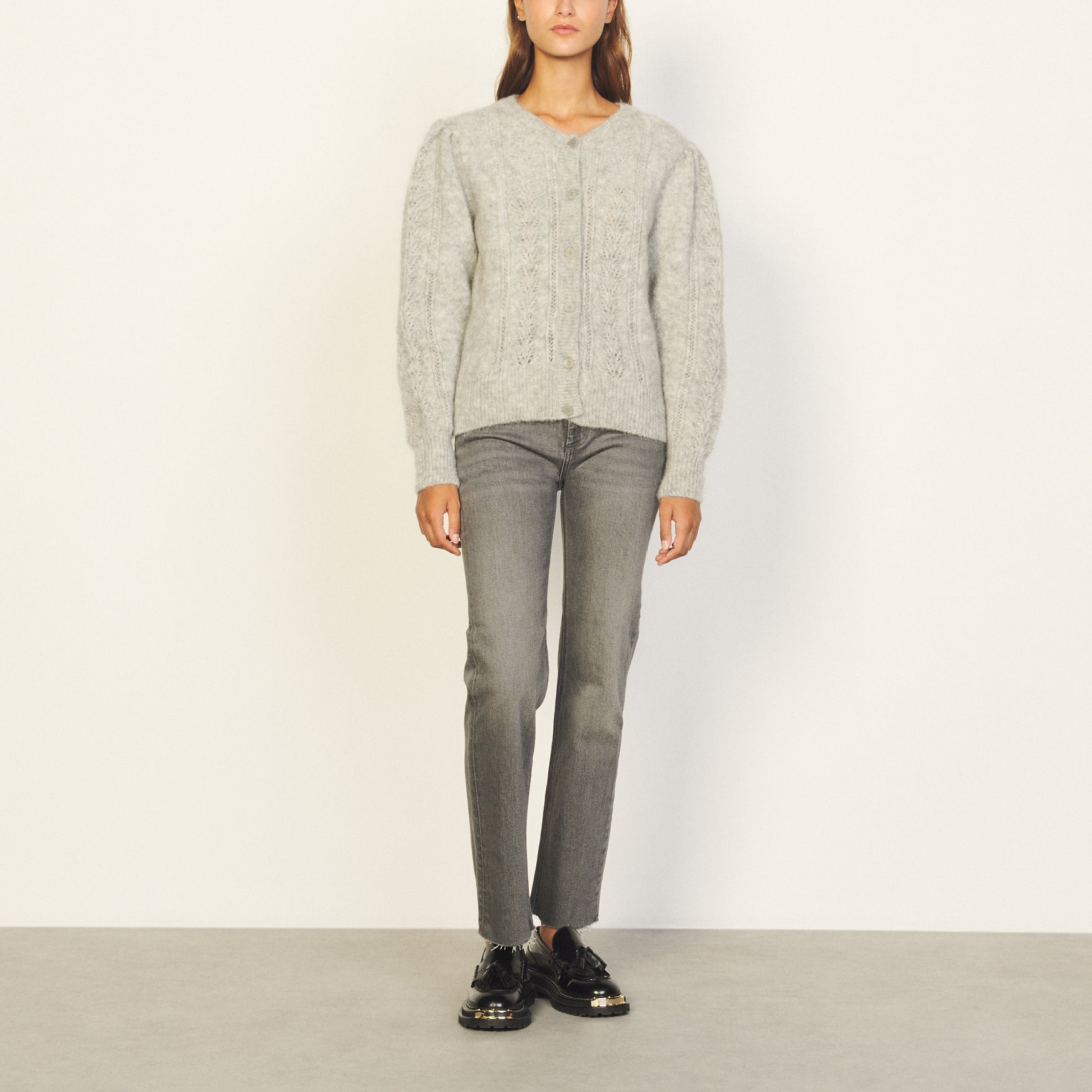 CARDIGAN Gris Chiné Sandro seconde main