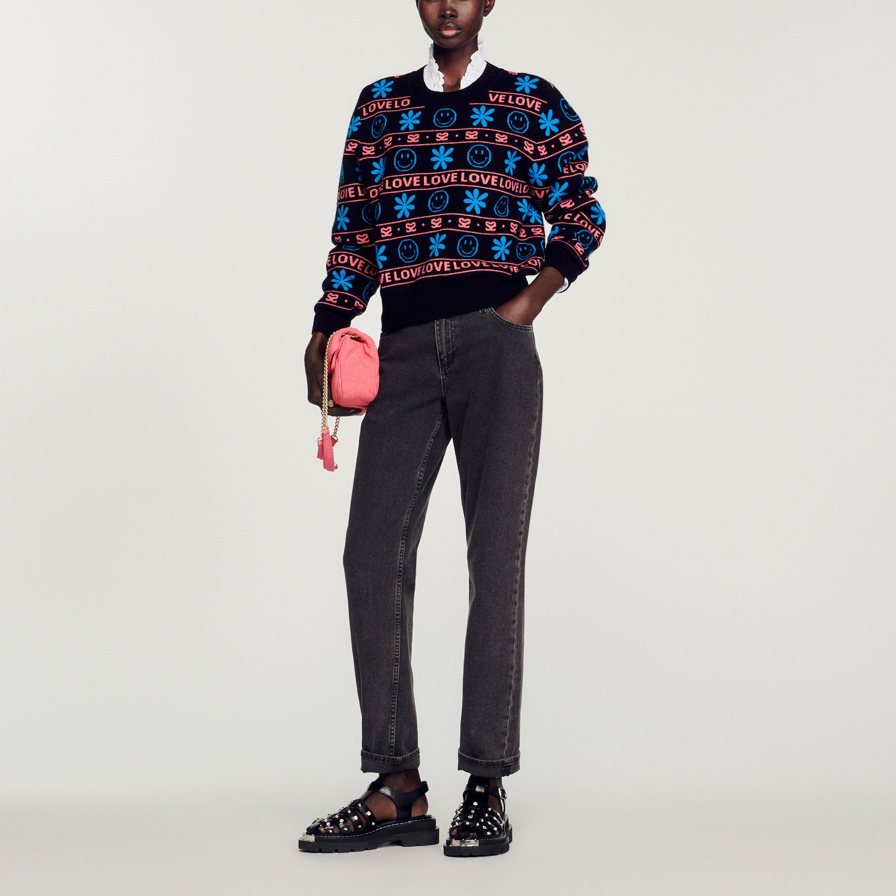 Pull jacquard Smiley© Sandro seconde main