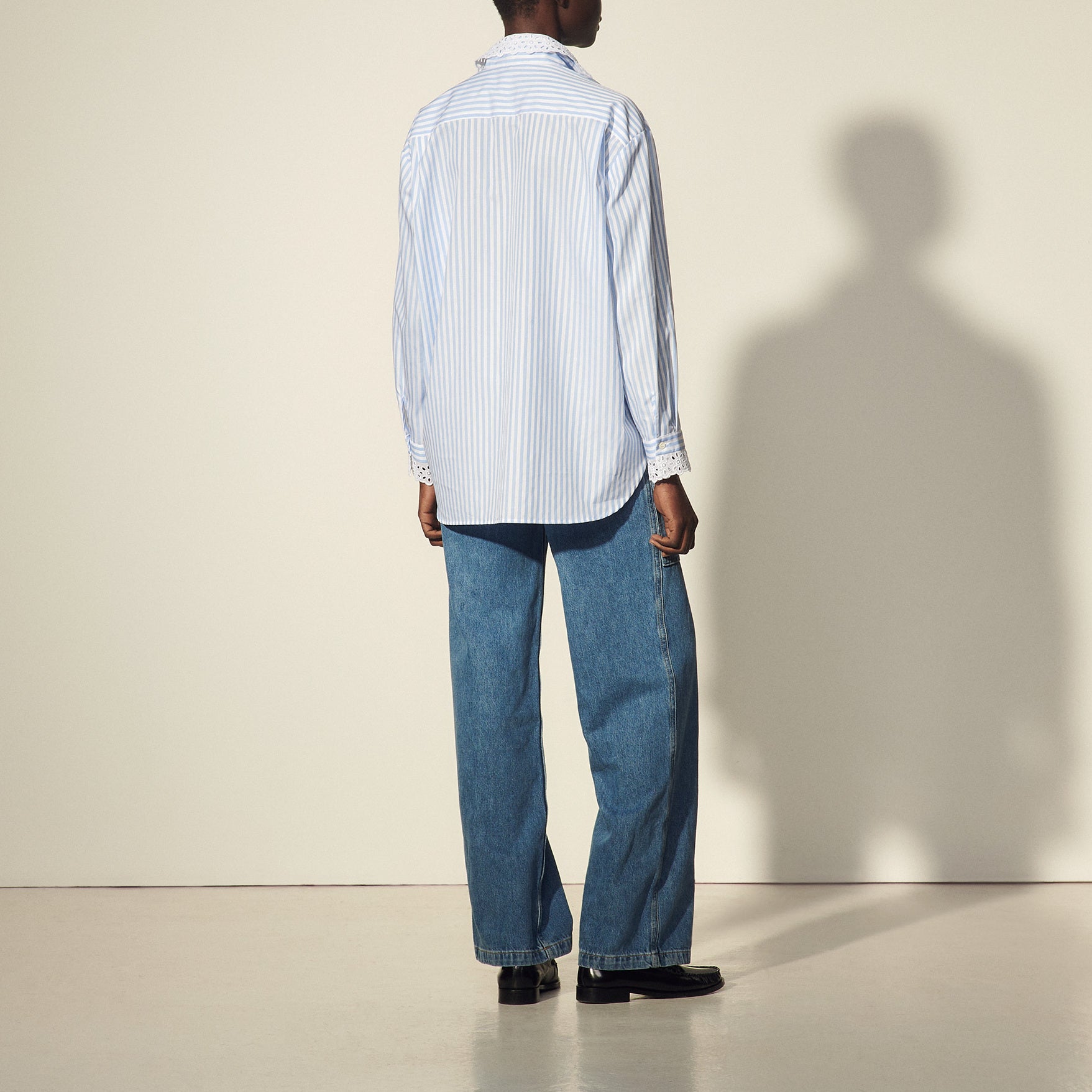 Chemise oversize en popeline rayée Sandro seconde main