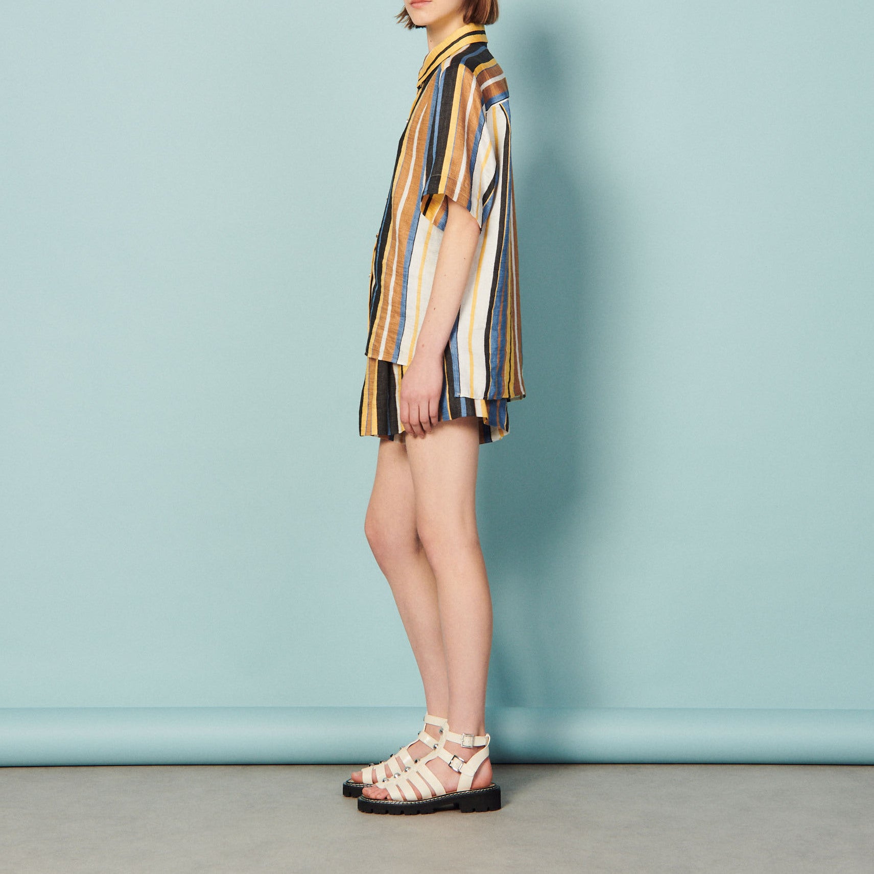 Chemise rayée en lin Sandro seconde main