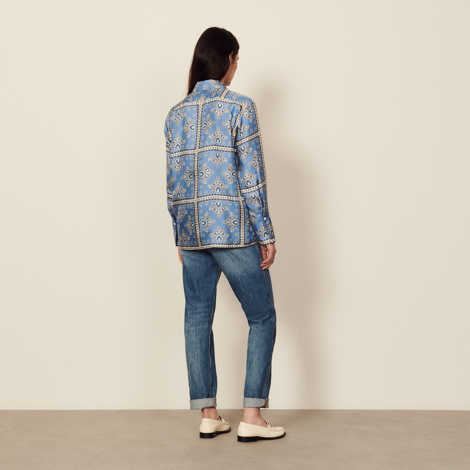 Chemise en soie imprimée Sandro seconde main