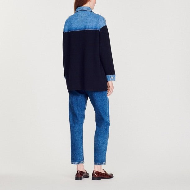 Cardi-coat bi-matière esprit Veste Sandro seconde main