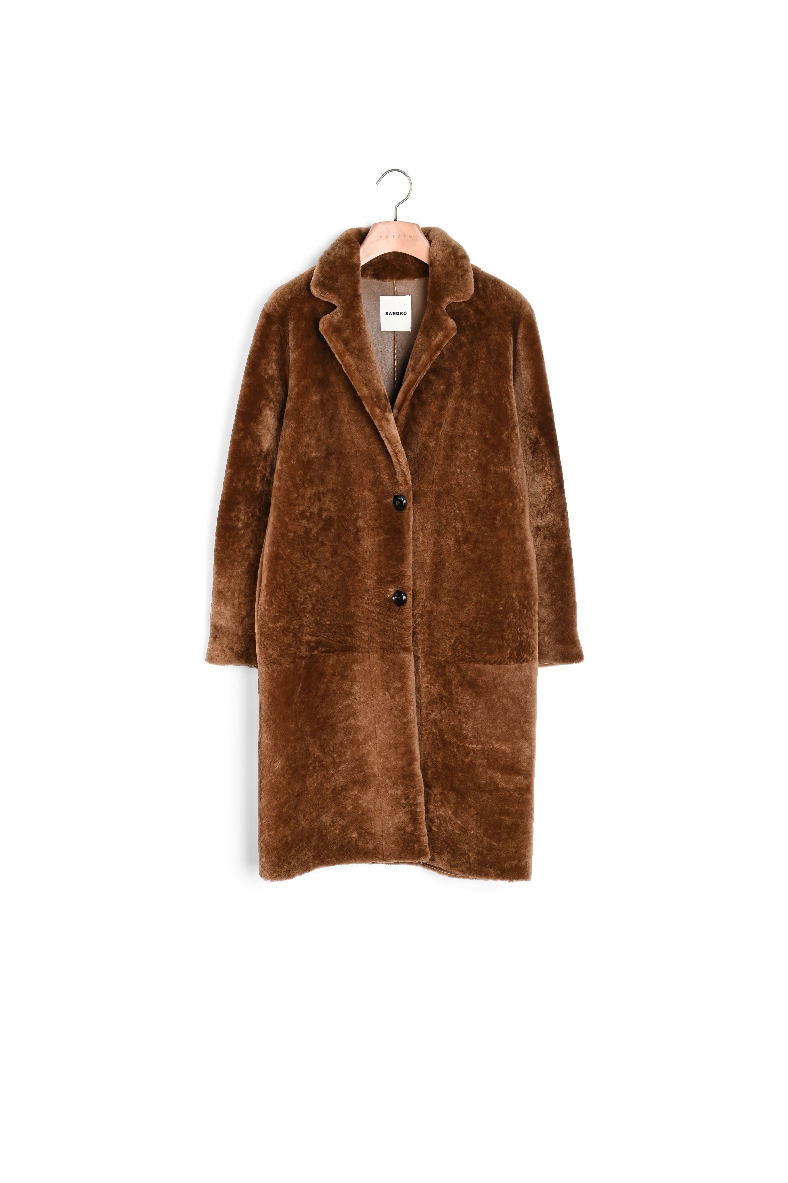 Manteau mi-long en peau lainée Sandro seconde main