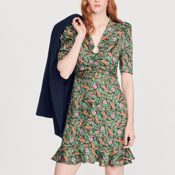 Robe courte à imprimé Fleurs d'automne Sandro seconde main