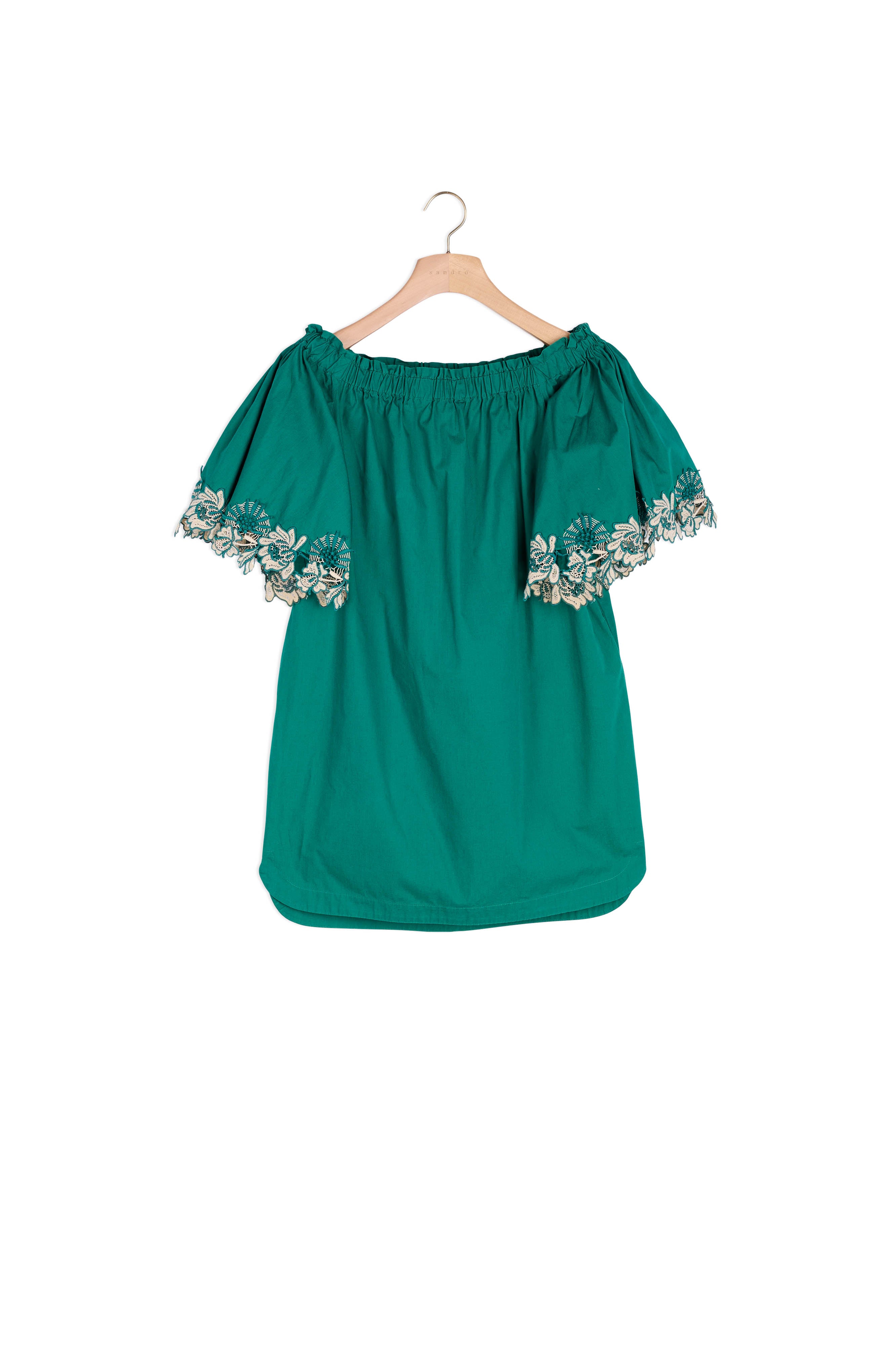 Robe en coton bustier et manches brodées Sandro seconde main