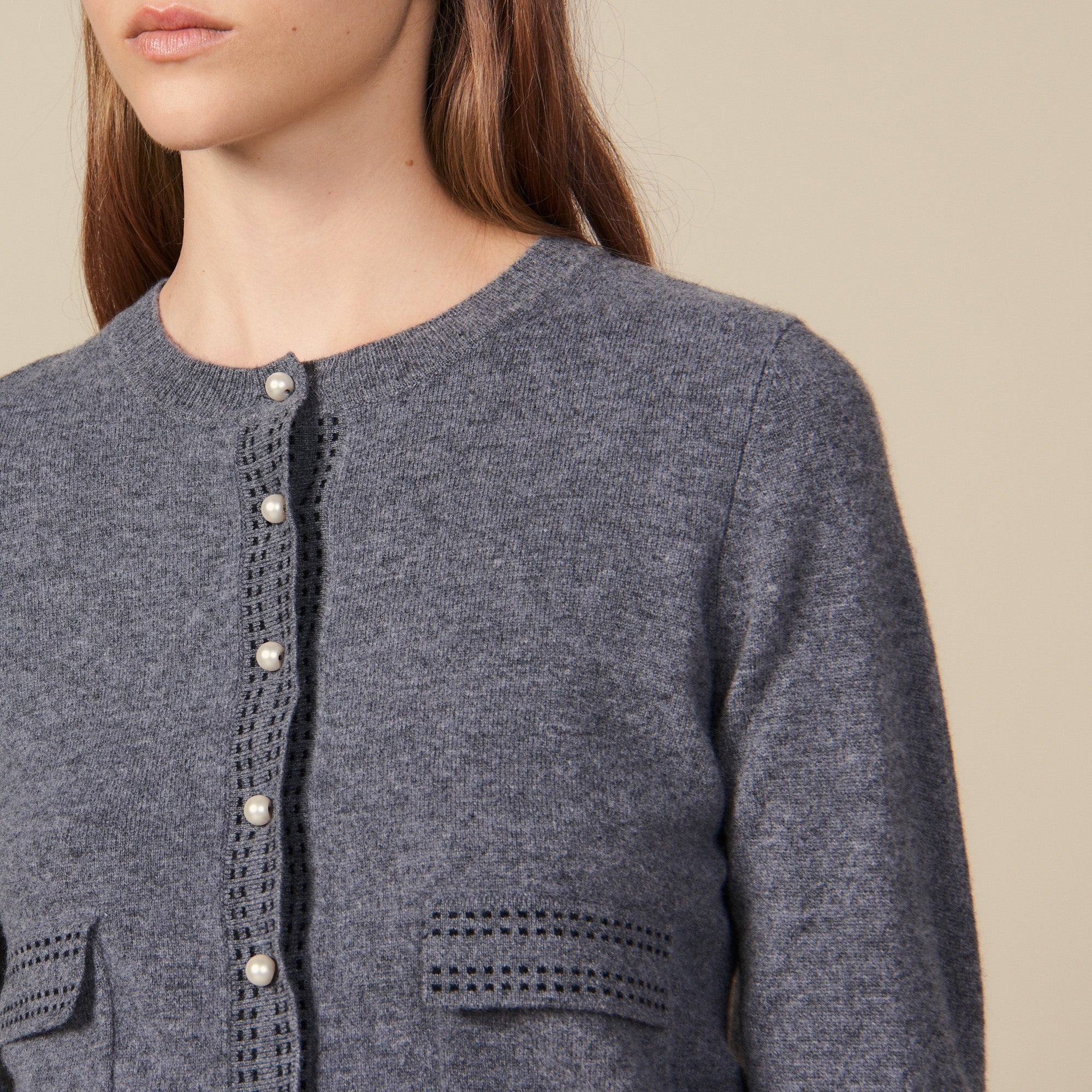 Cardigan à surpiqures contrastantes Sandro seconde main