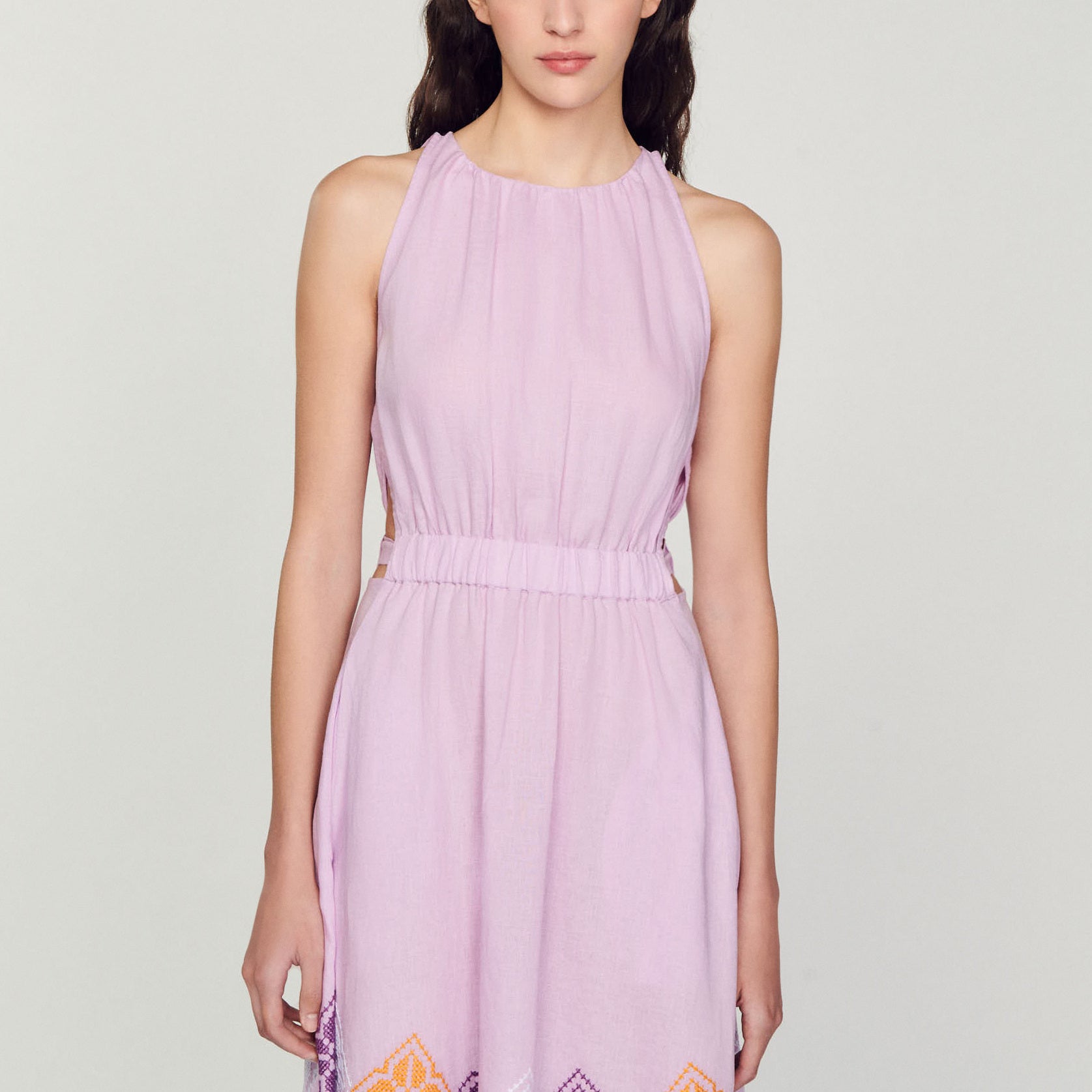 Robe longue en lin brodé Sandro seconde main