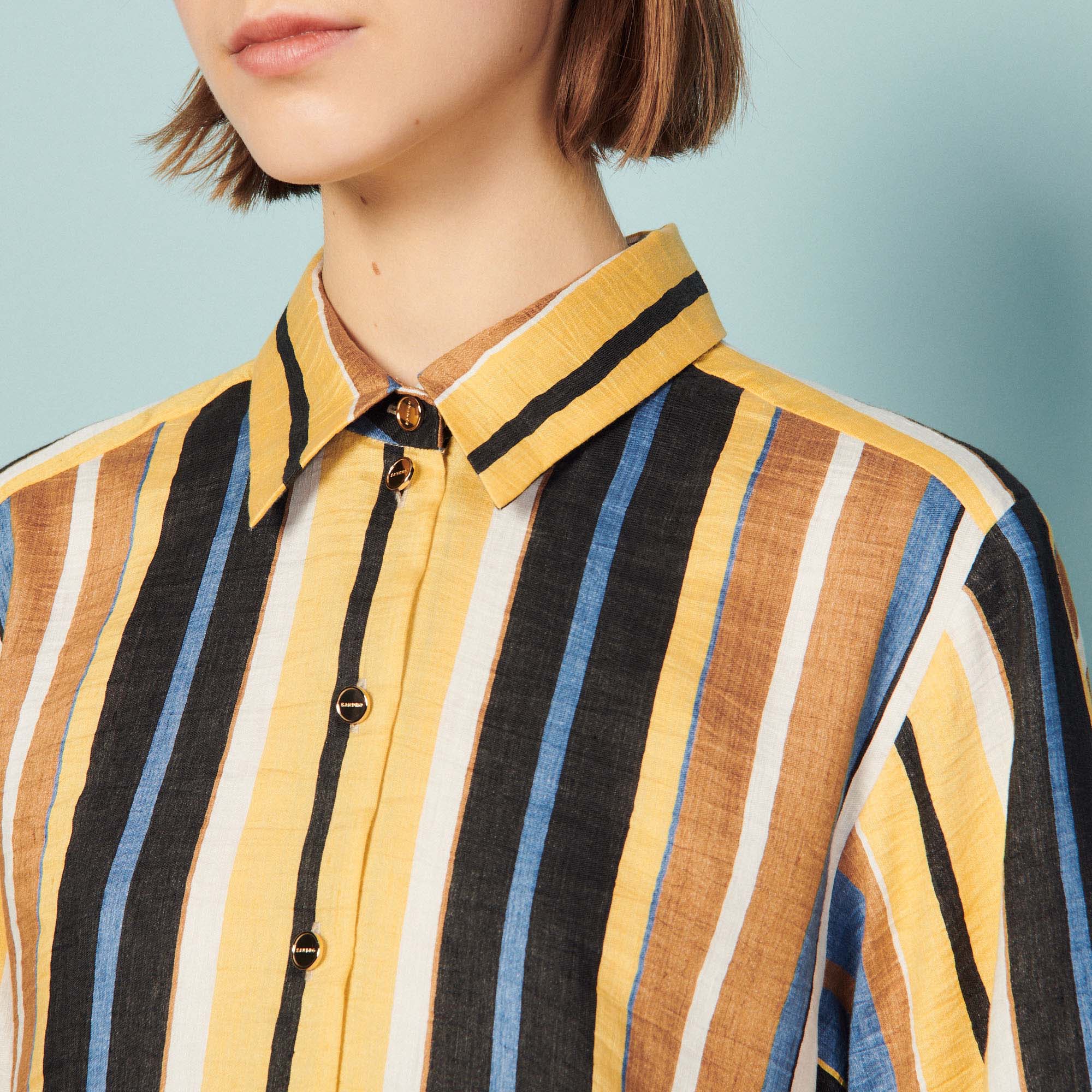 Chemise rayée en lin Sandro seconde main