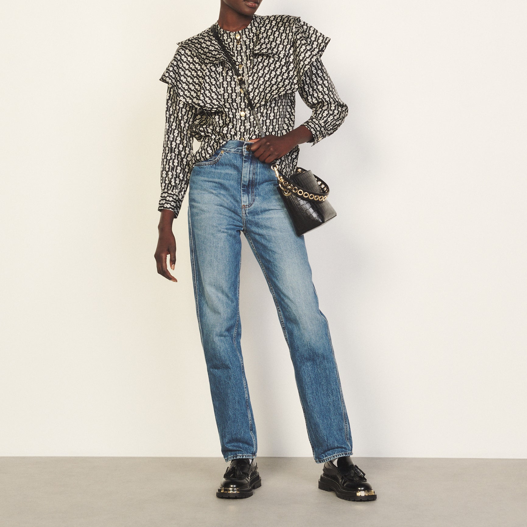 Chemise Noir / Blanc Sandro seconde main