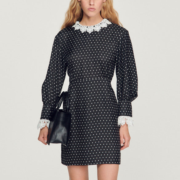 Robe courte fluide à imprimé pois Sandro seconde main